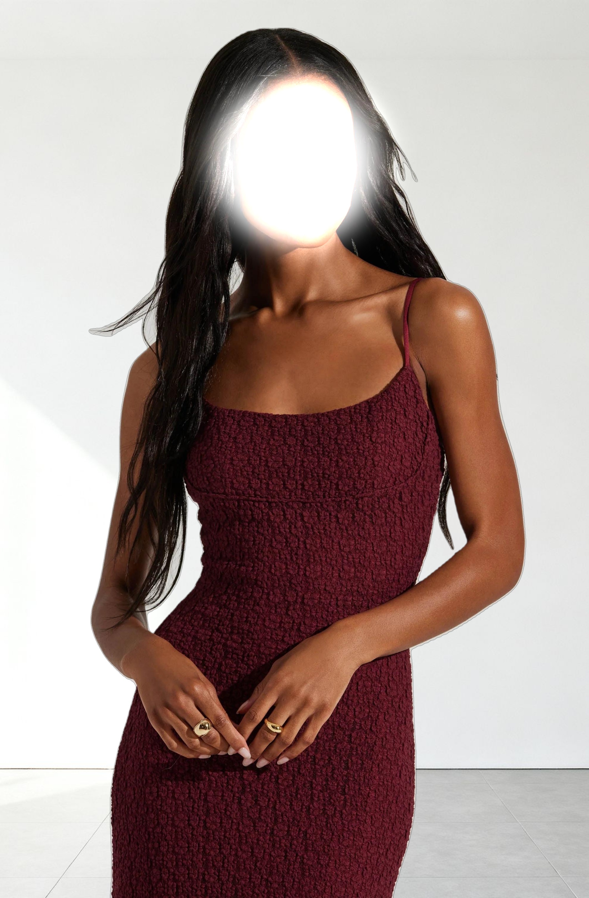 Renaisse Textured Maxi Dress