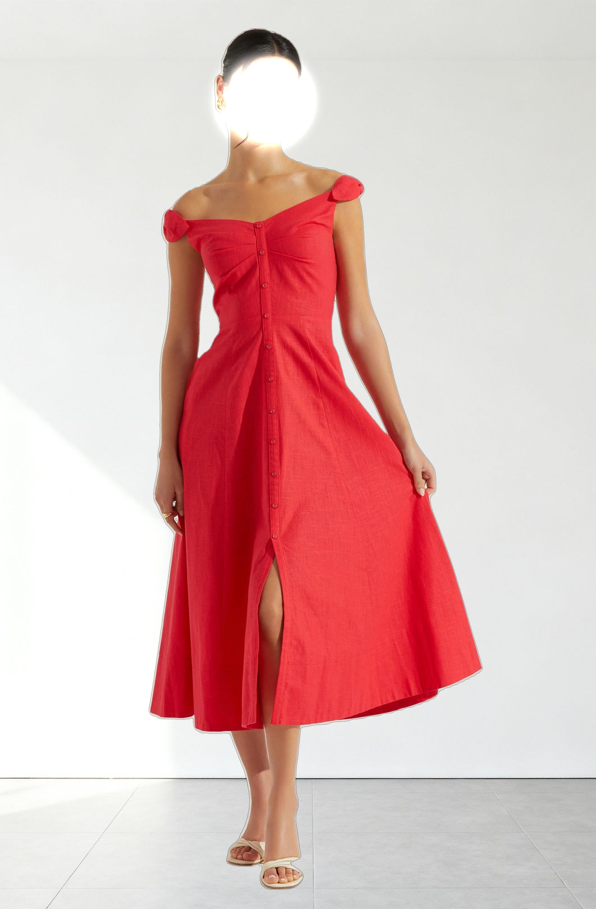 Charelin Linen Off Shoulder Dress