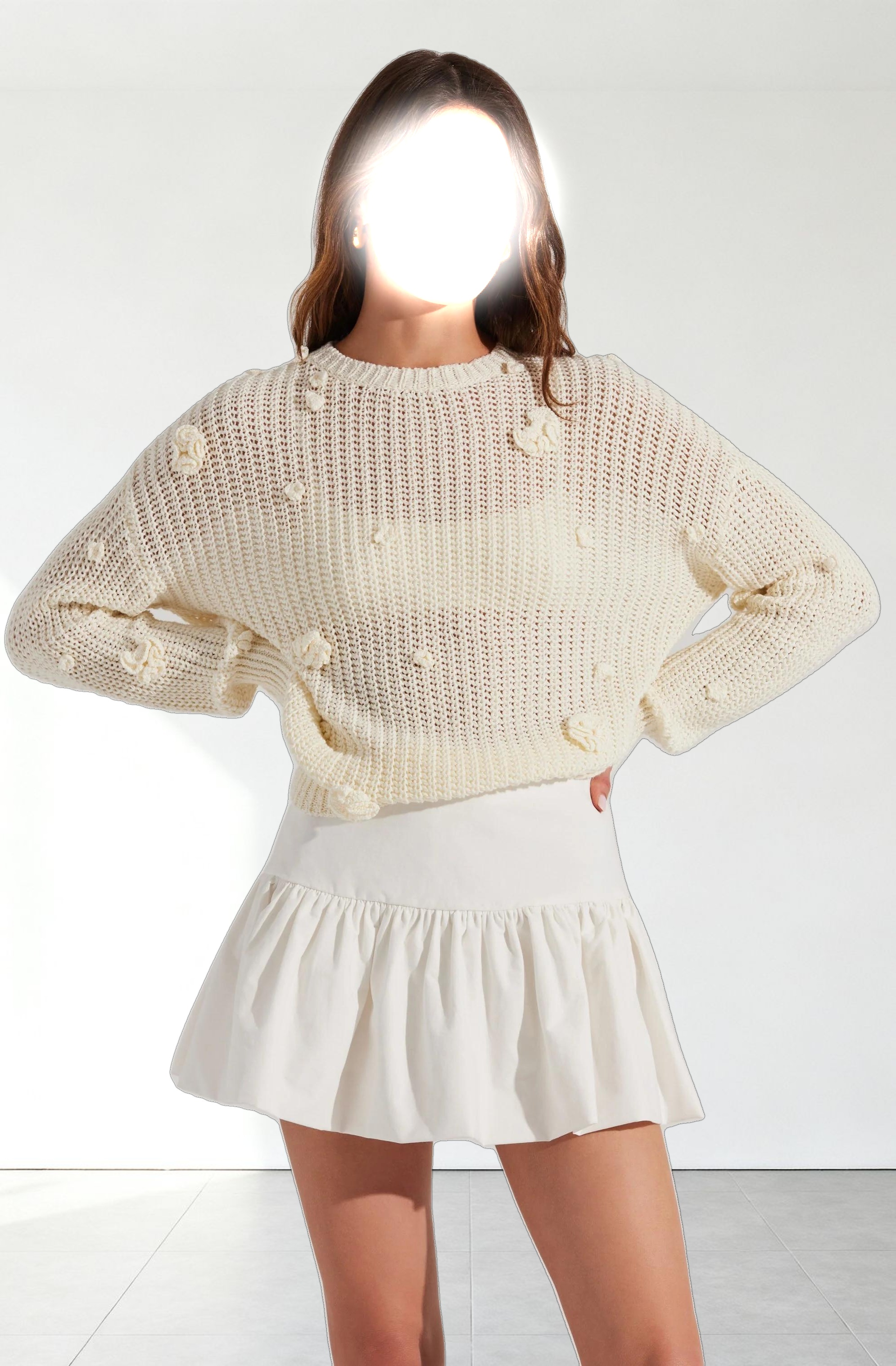 Hayley 3D Floral Crochet Sweater