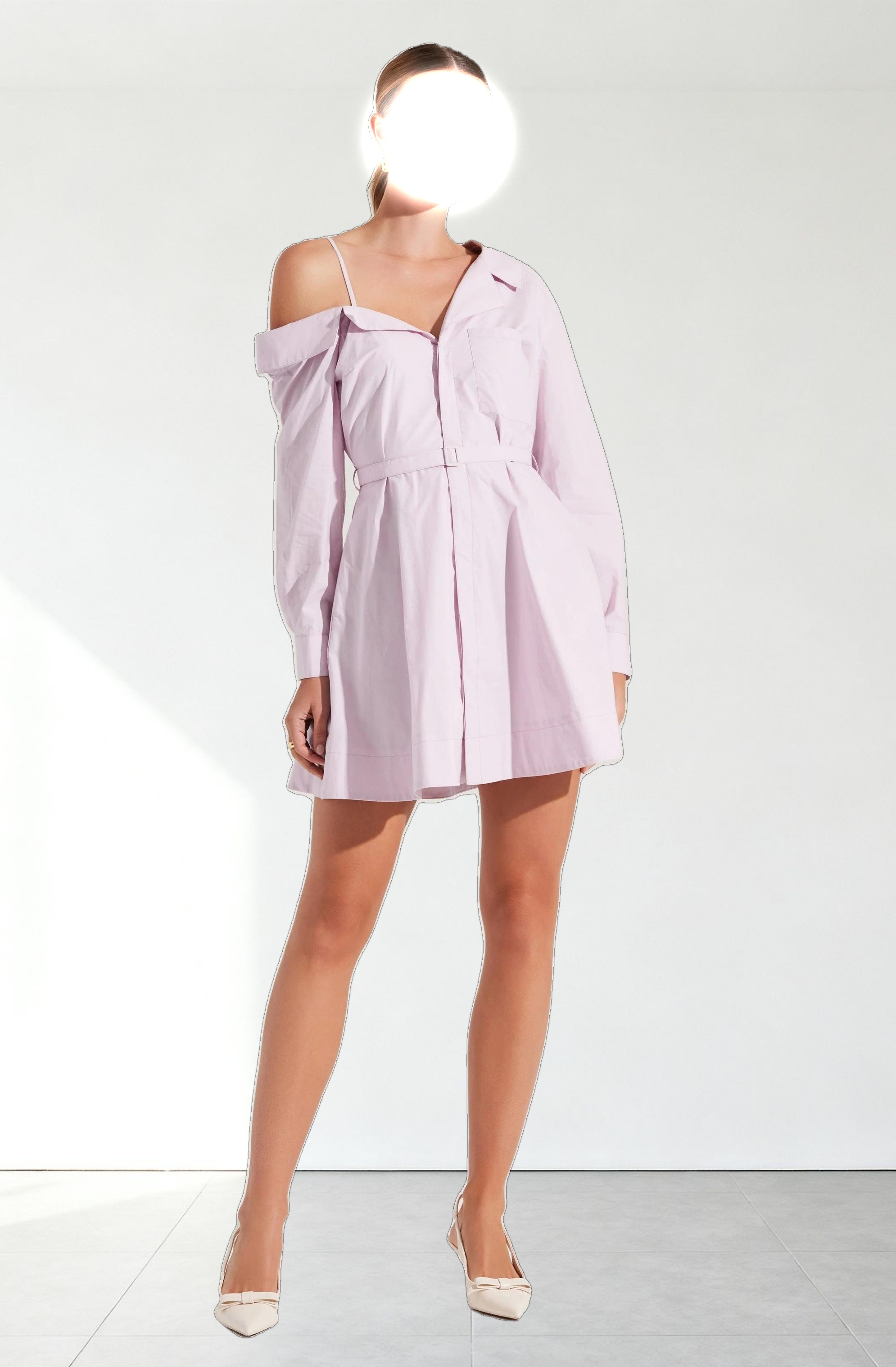 Aveni Off Shoulder Mini Shirt Dress