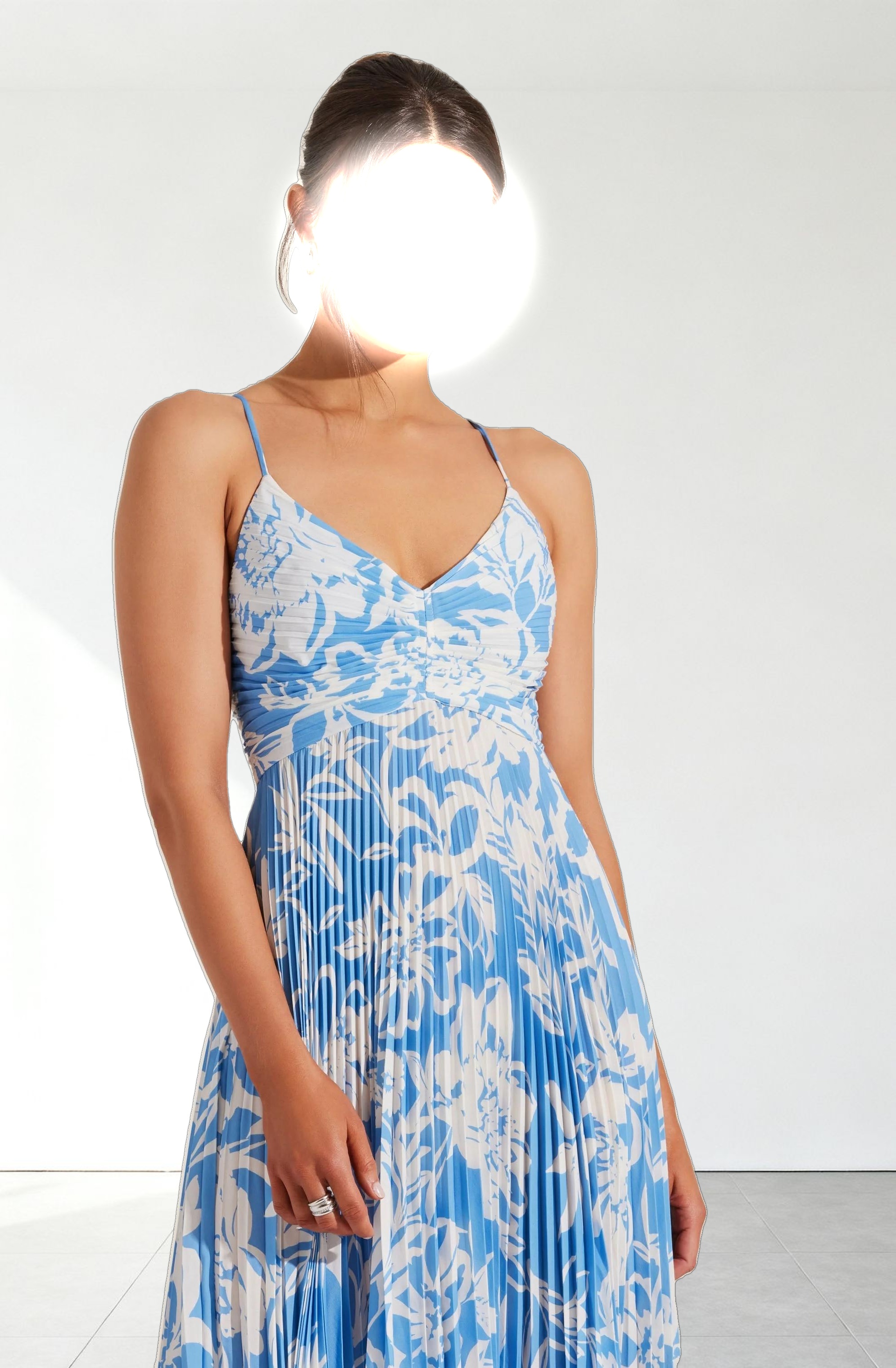 Blythe Floral Plisse Midi Dress