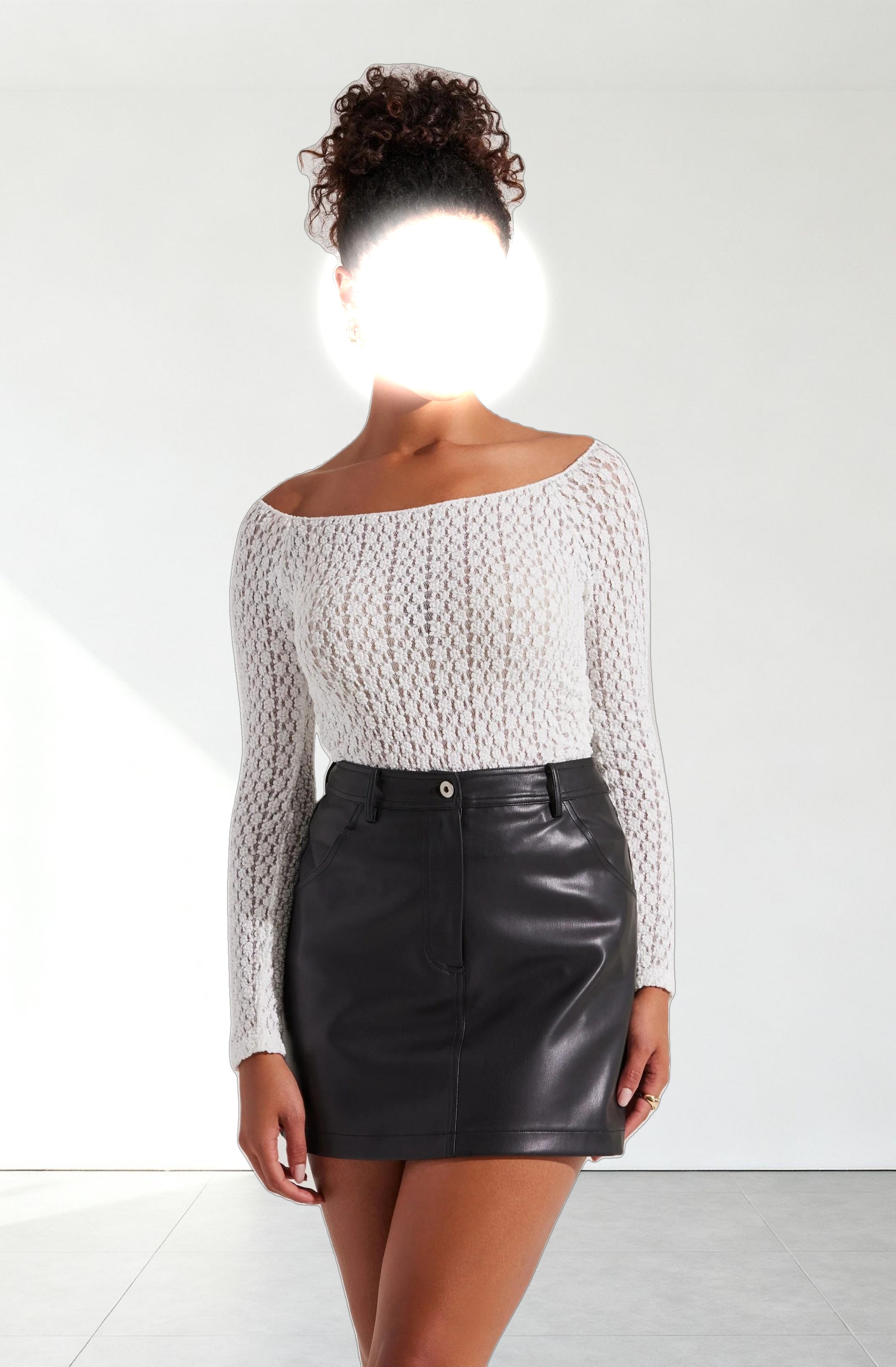 Boat Neck Open Knit Top