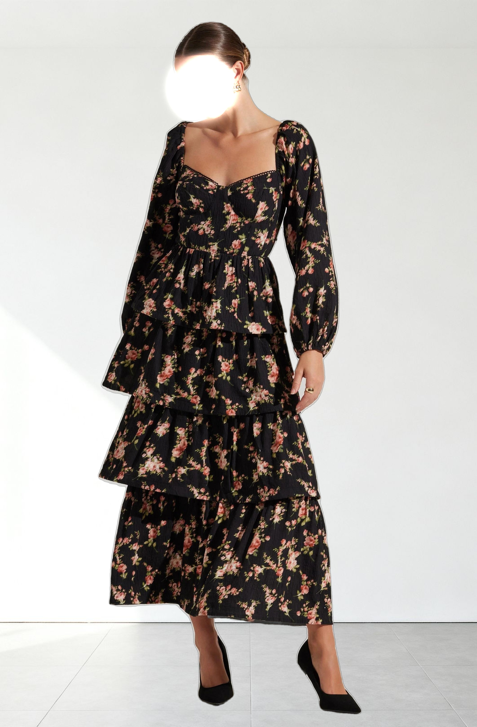 Aumie Tiered Floral Maxi Dress