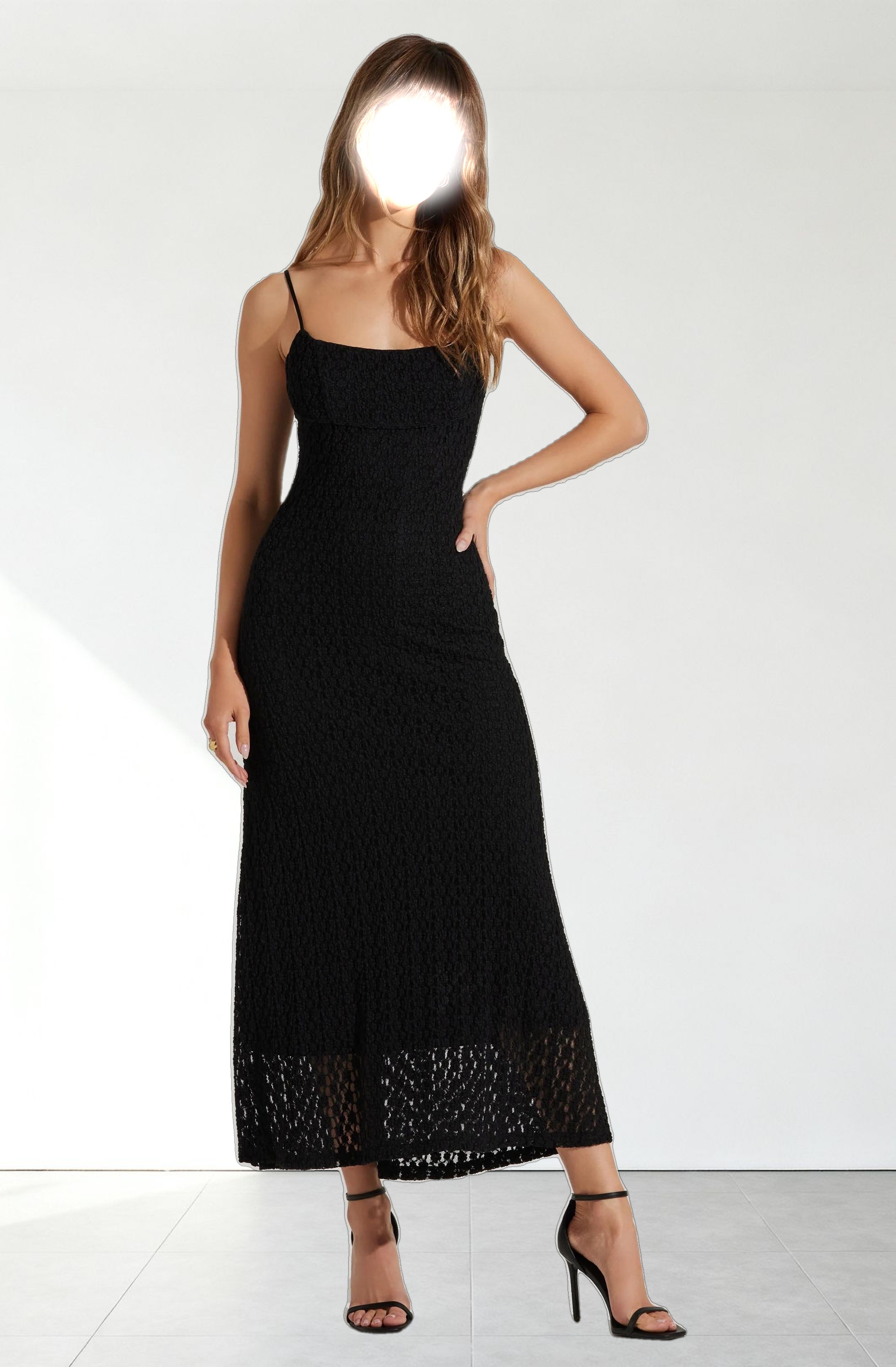 Renaisse Textured Maxi Dress