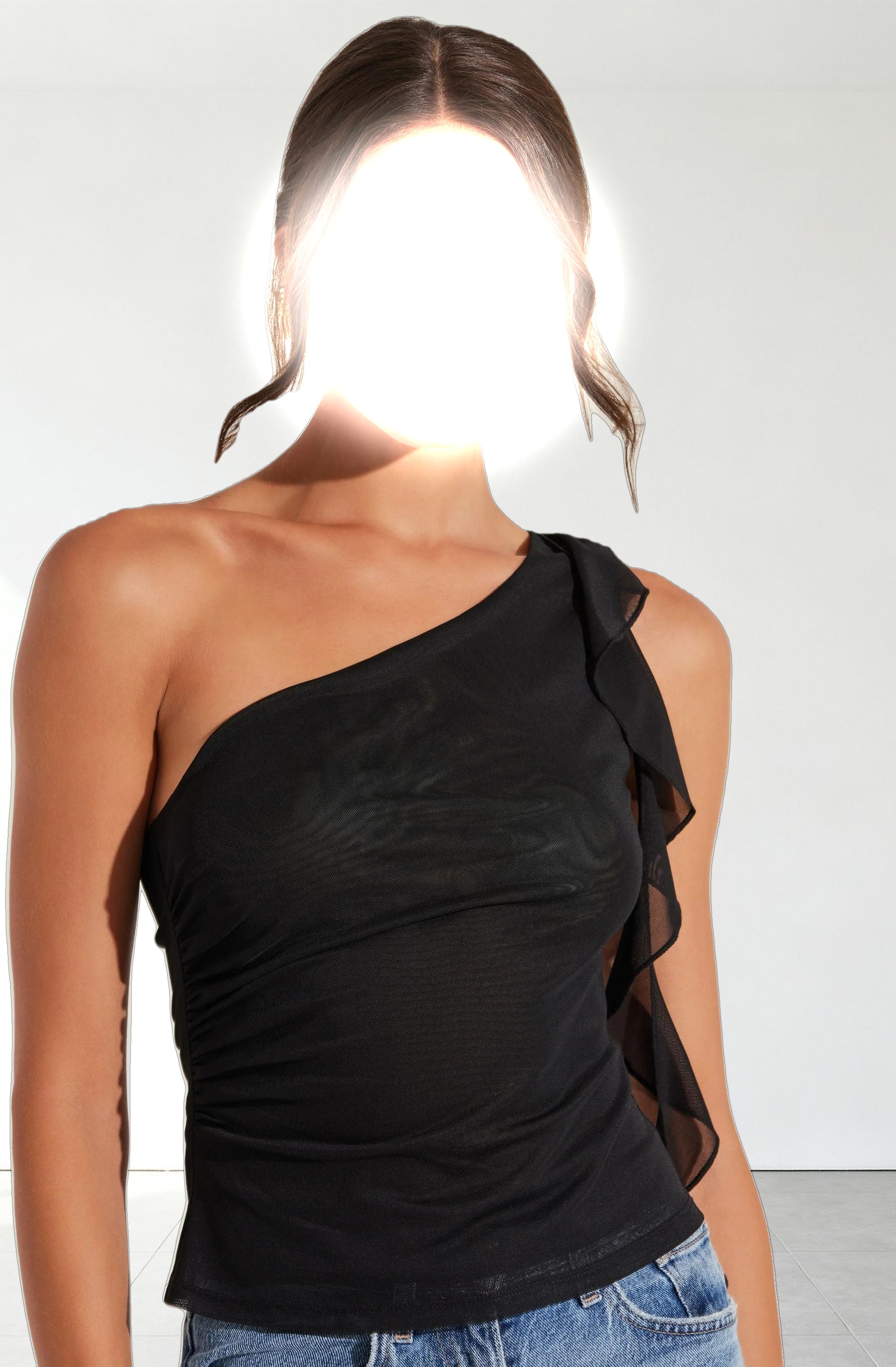 One Shoulder Ruffle Detail Top