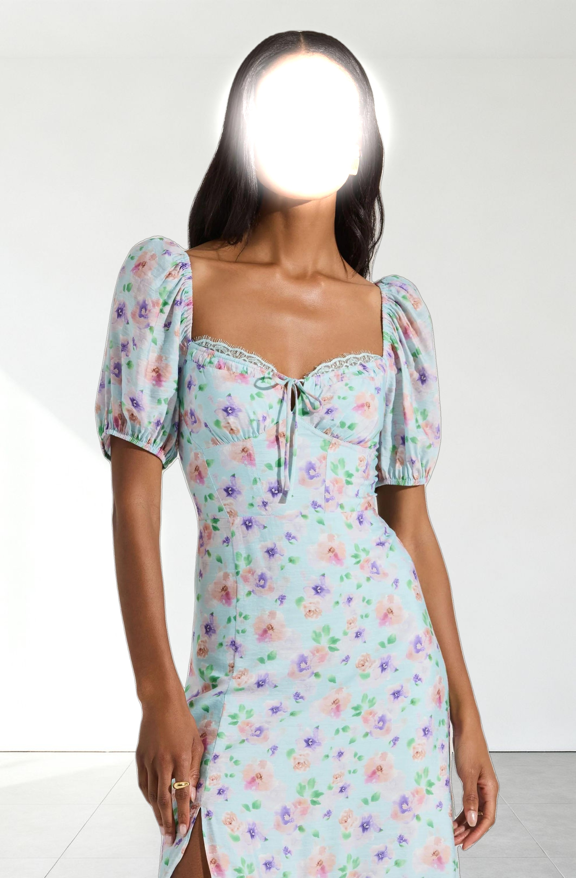 Lace Trim Bustier Midi Dress