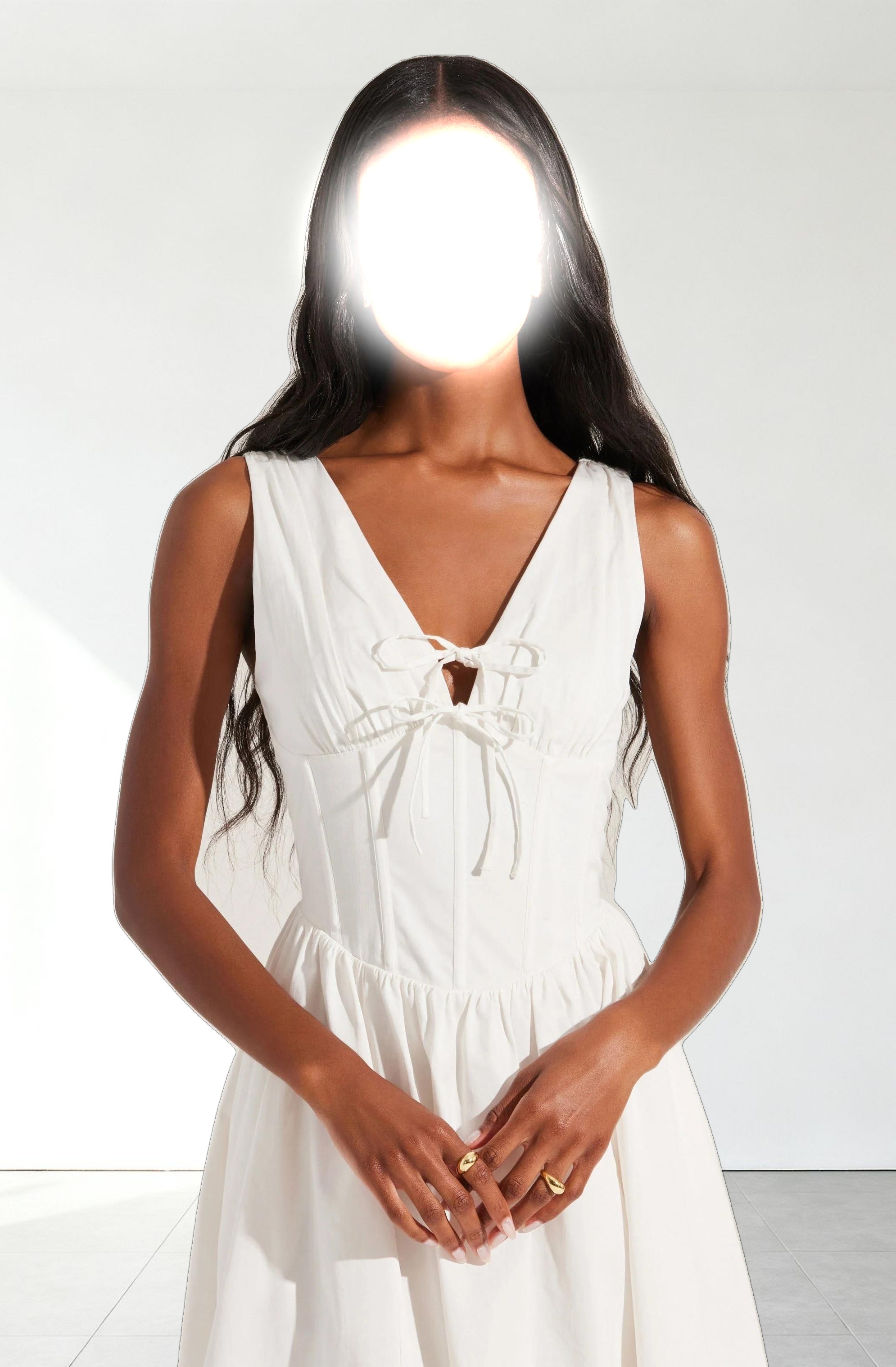 Maili Corset Poplin Midi Dress