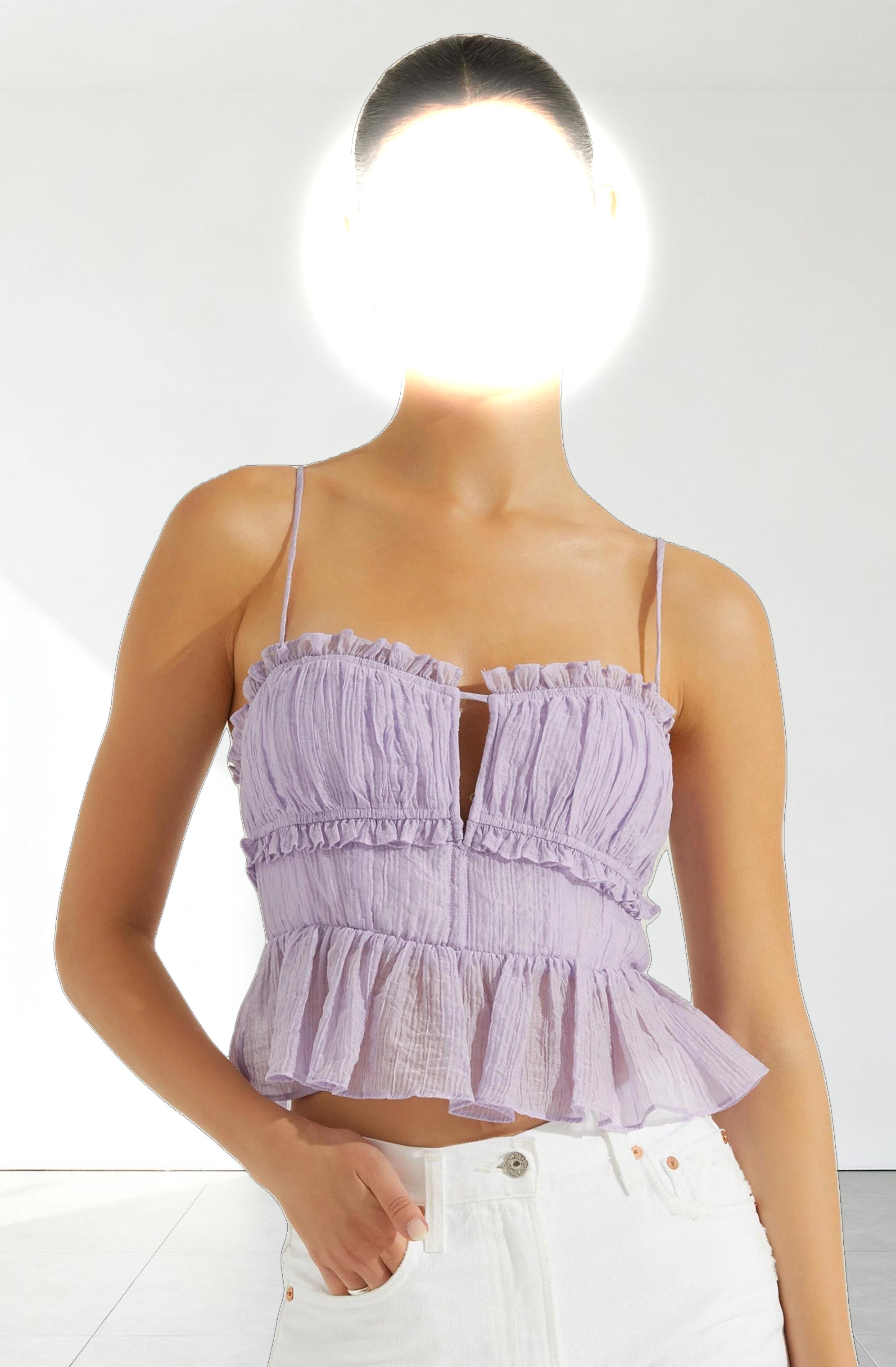 Sylvan Shirred Peplum Top