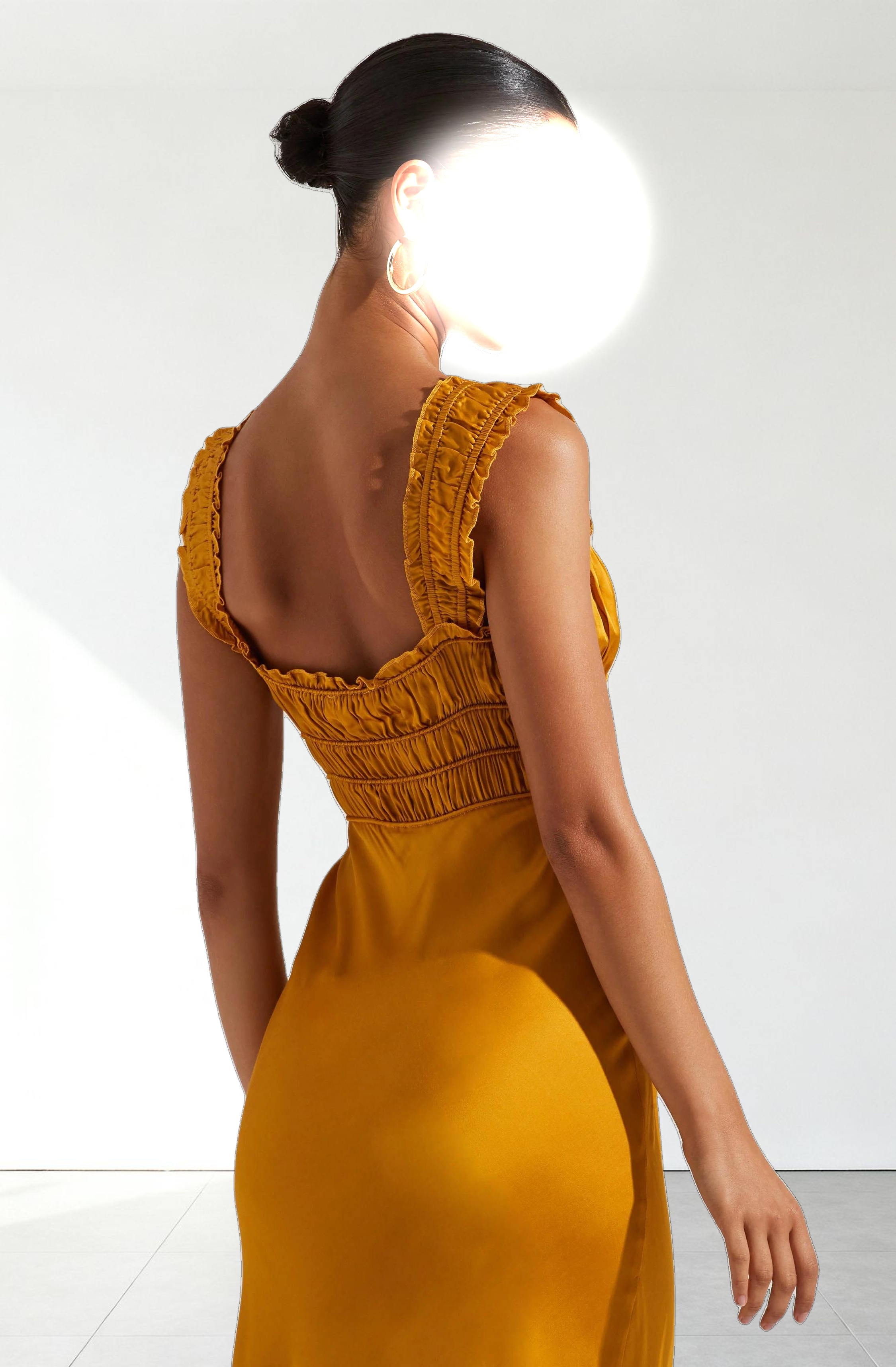 Enola Satin Smocked Midi Dress