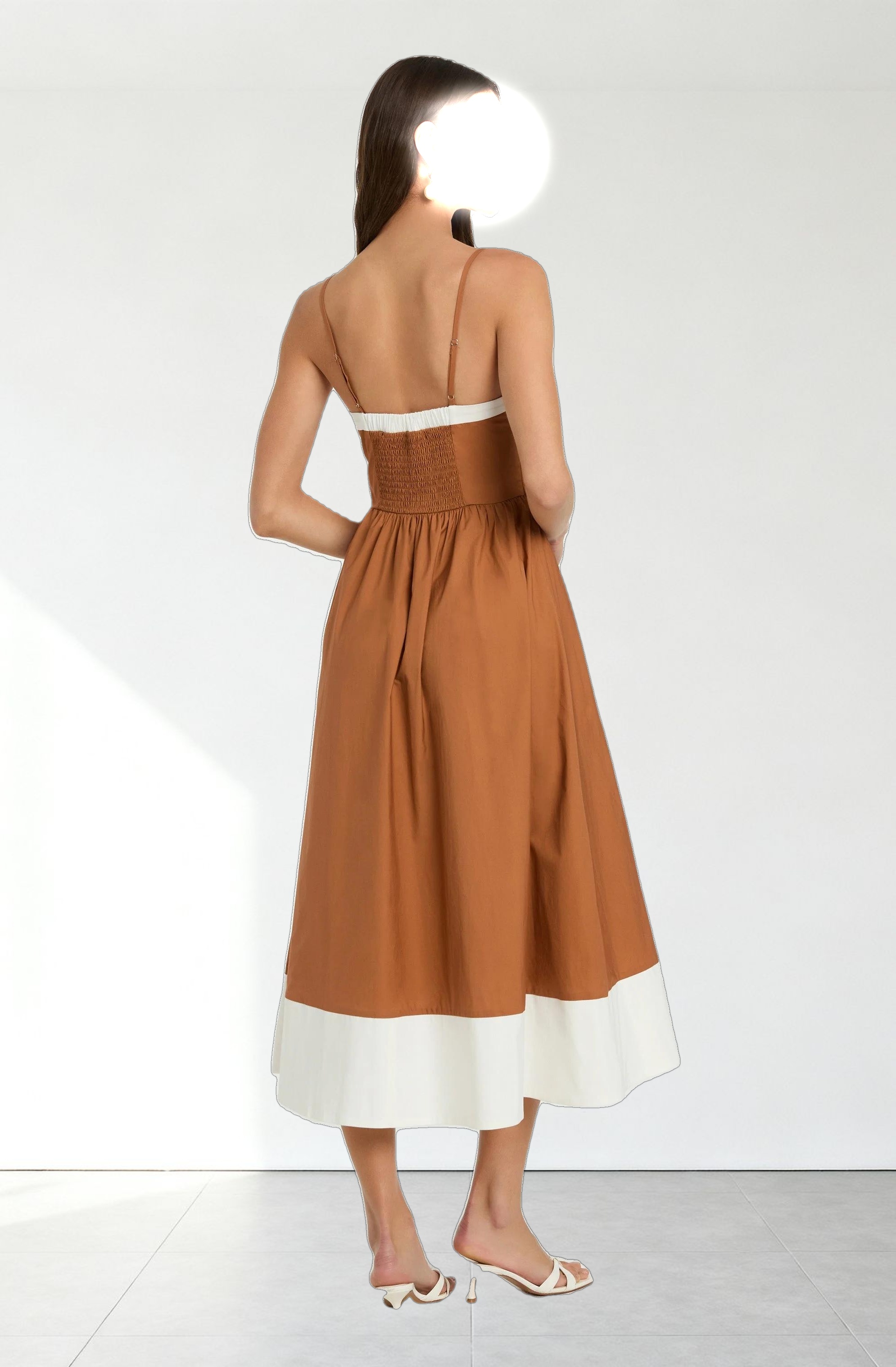 Contrast Sweetheart Midi Dress