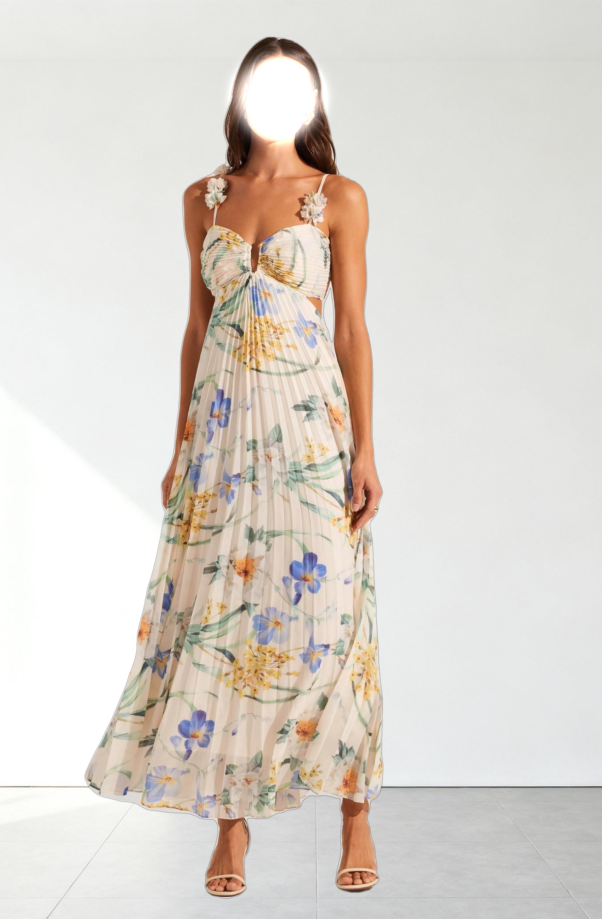 Emese Floral Pleated Maxi Dress