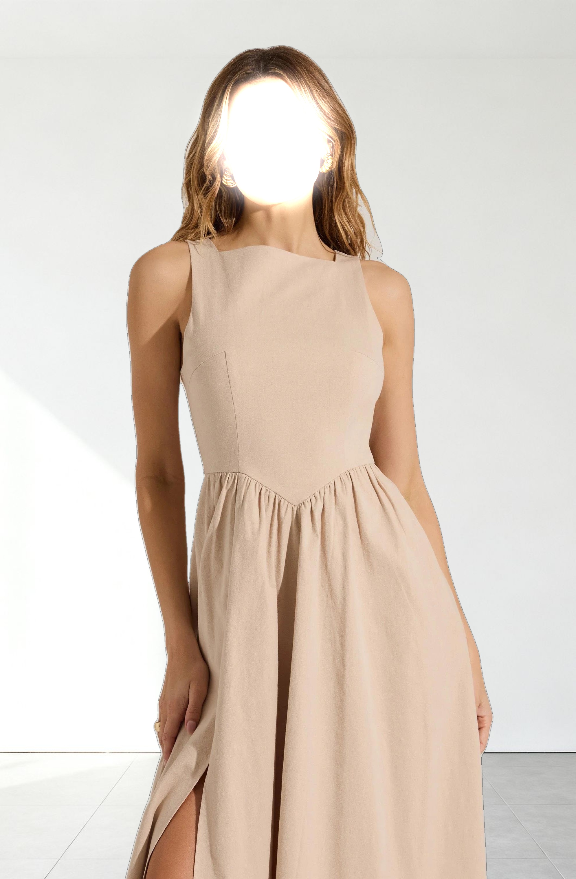 Bow Back Apron Midi Dress