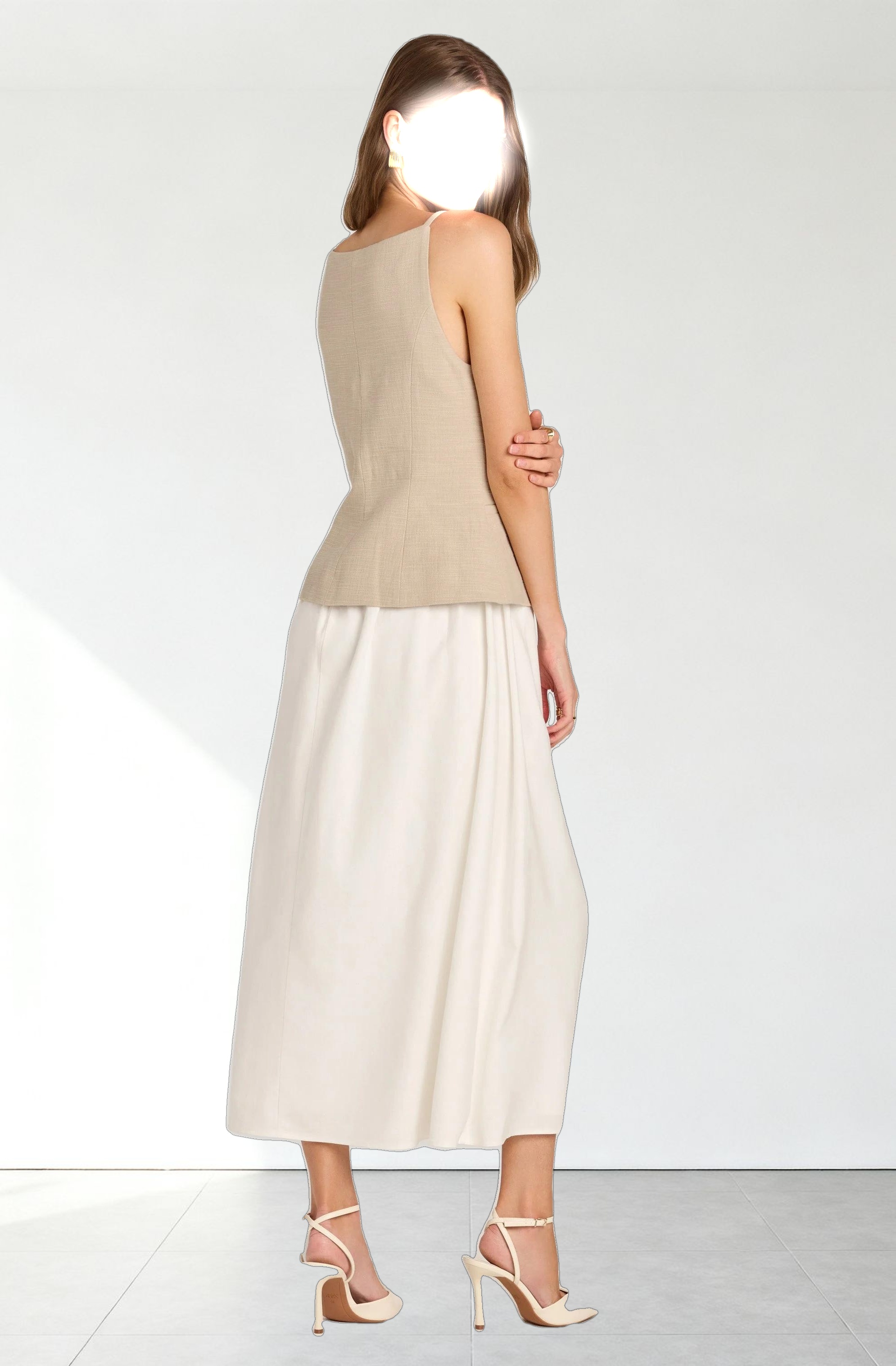 Longline Vest Mixed Media Dress