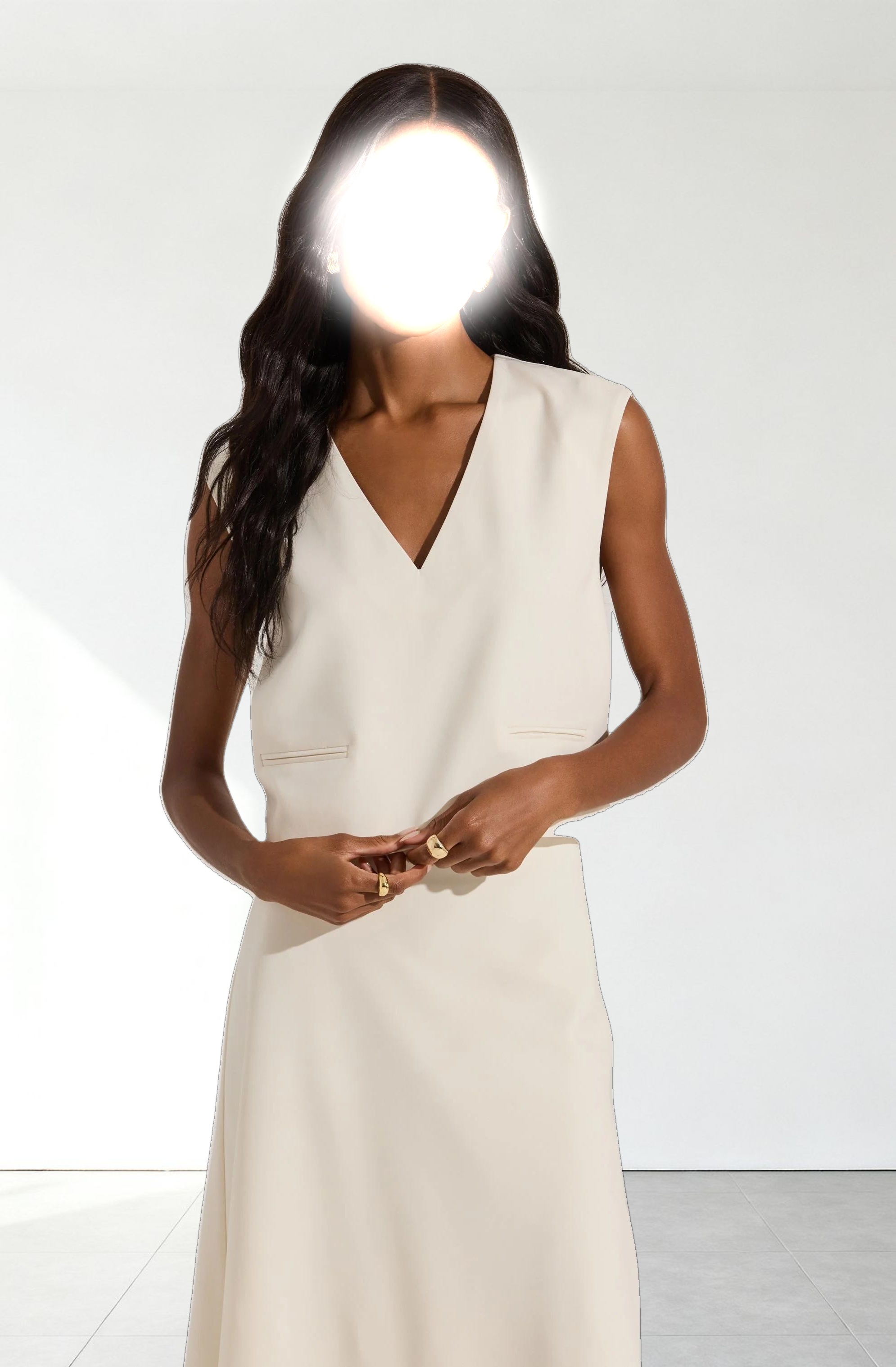 V-neck Tailored Sleeveless Top