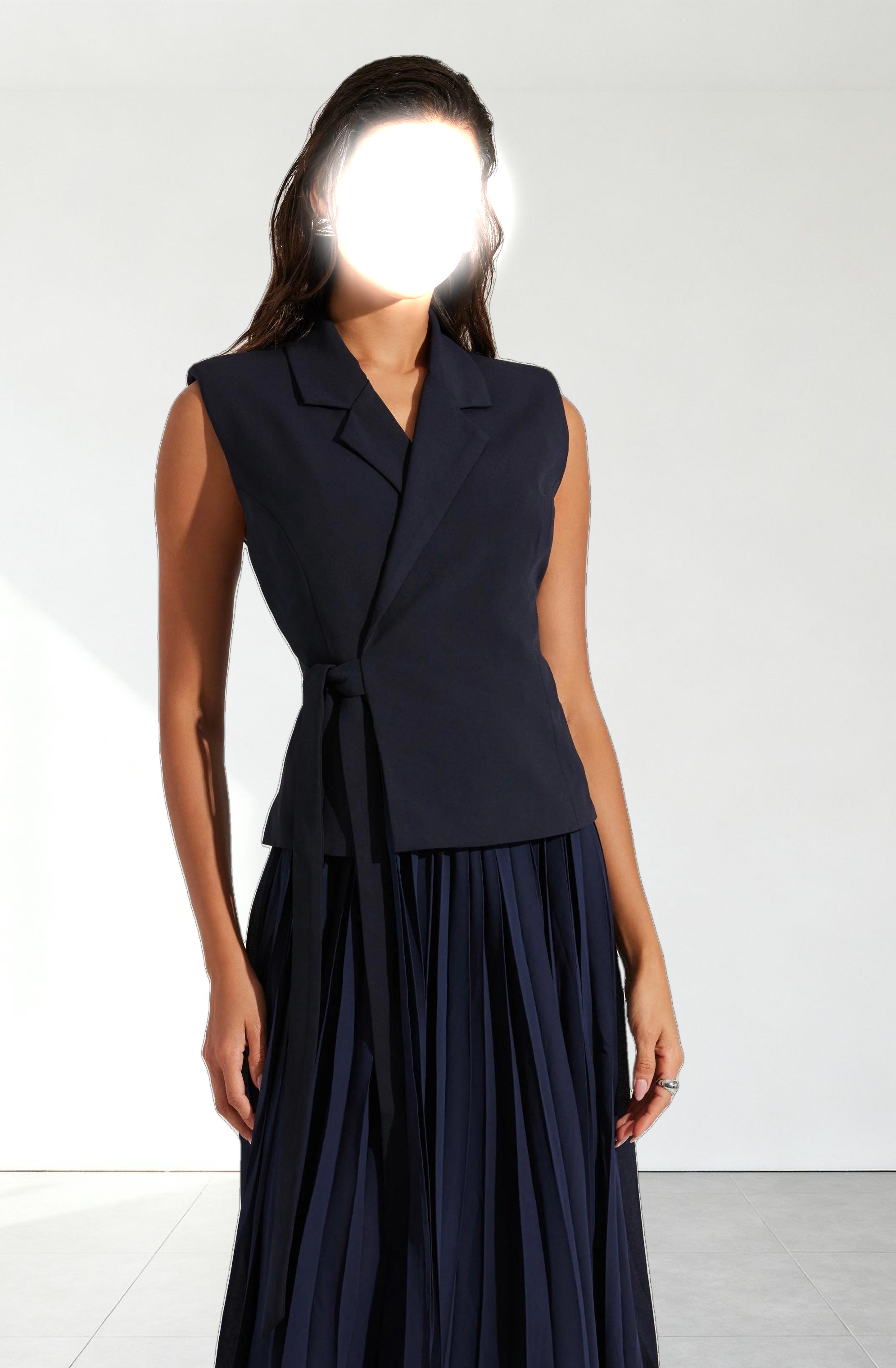 Mixed Media Vest Wrap Dress