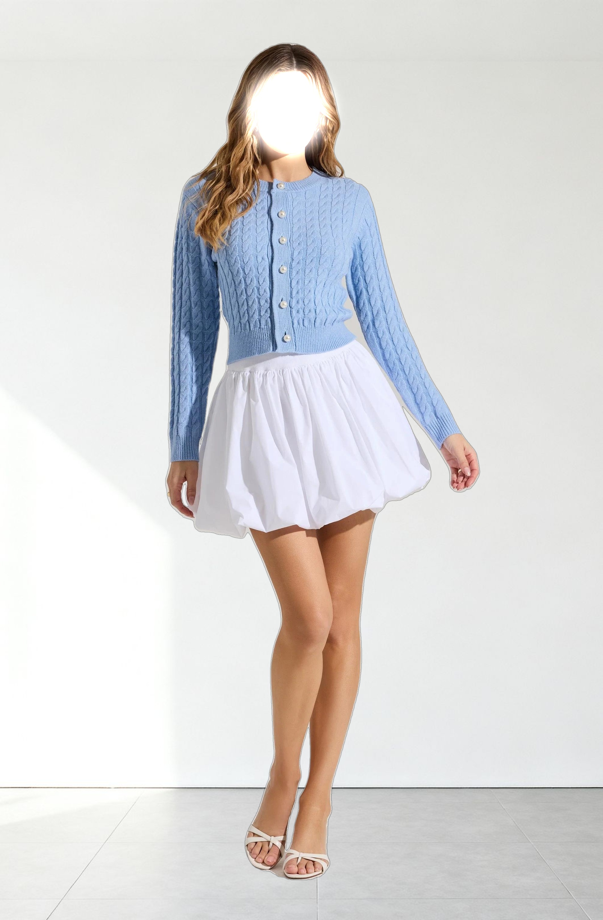 Pearl Button Cable Knit Cardigan