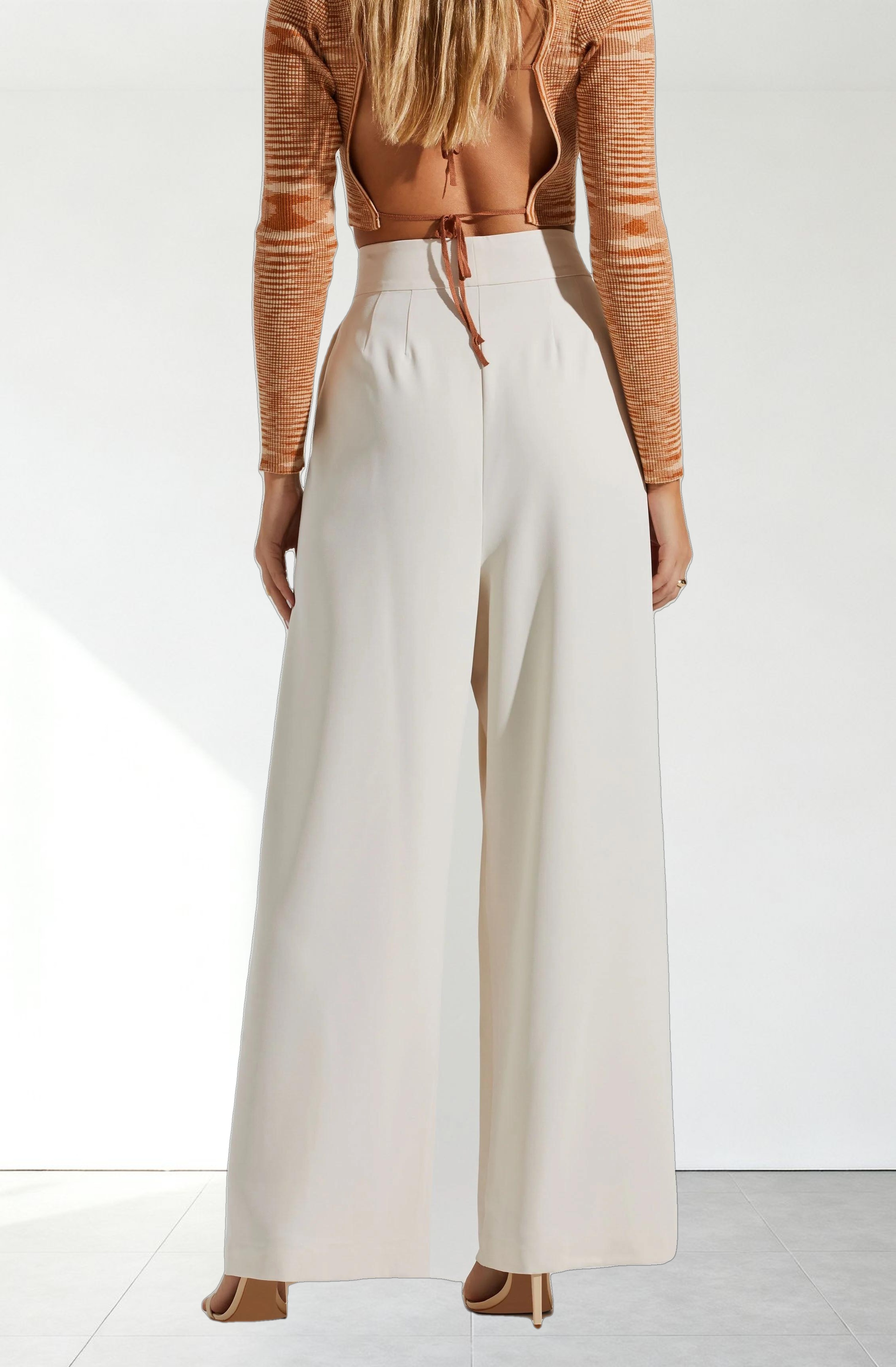 Boyfriend Criss Cross Pleated Wide Leg Pants