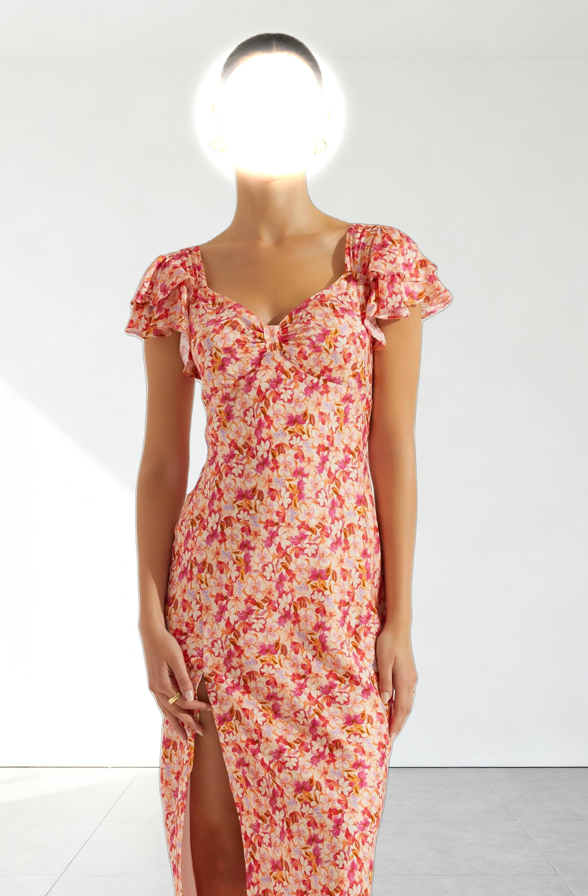 Maisy Floral Flutter Sleeve Midi Dress