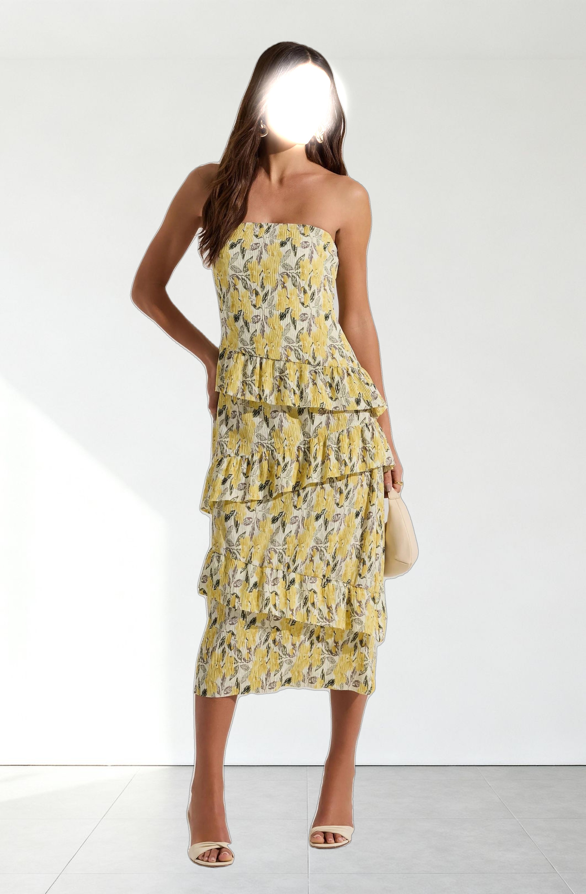Asymmetrical Tiered Ruffle Midi Dress
