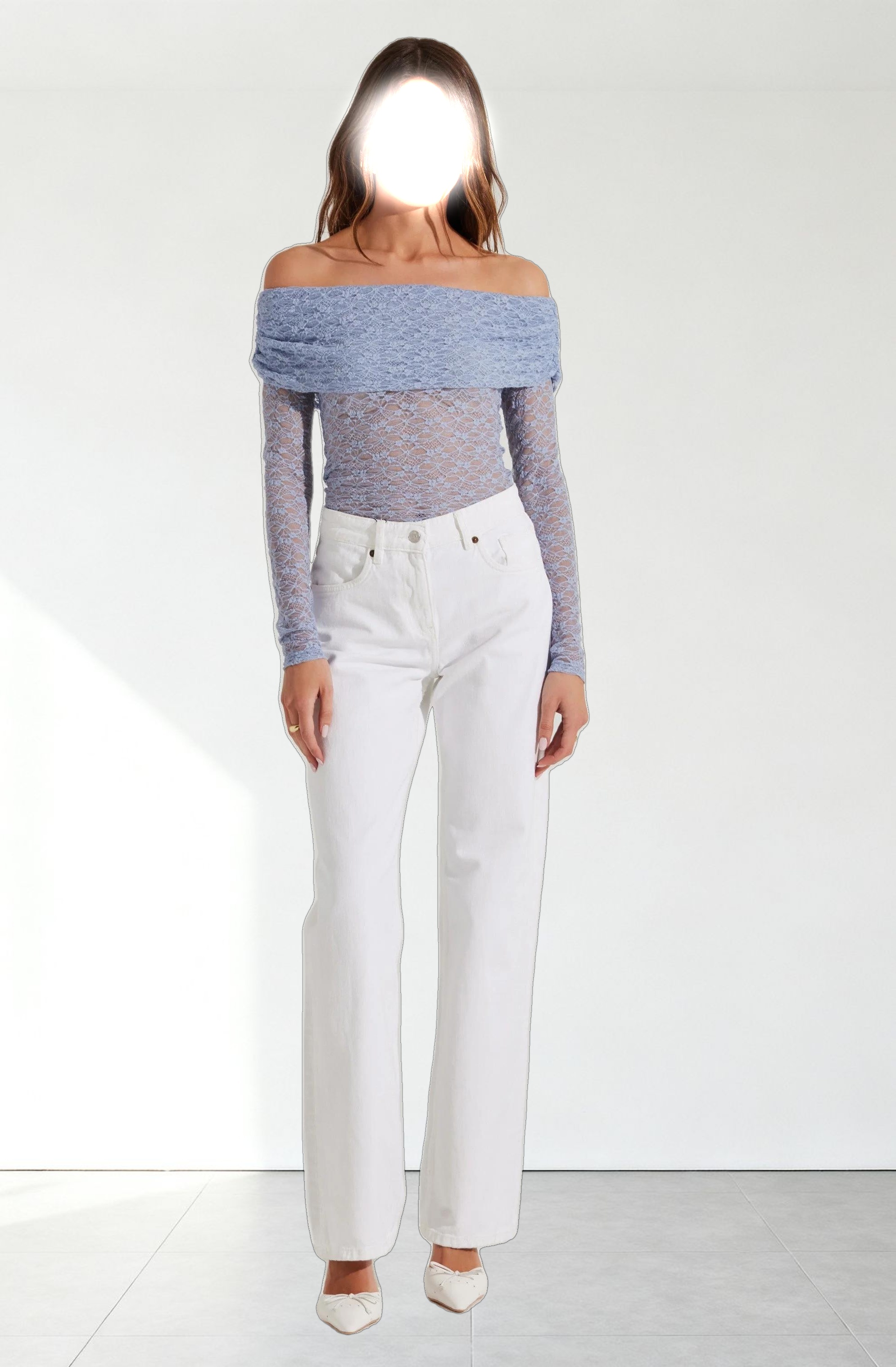 Diamante Lace Off Shoulder Top