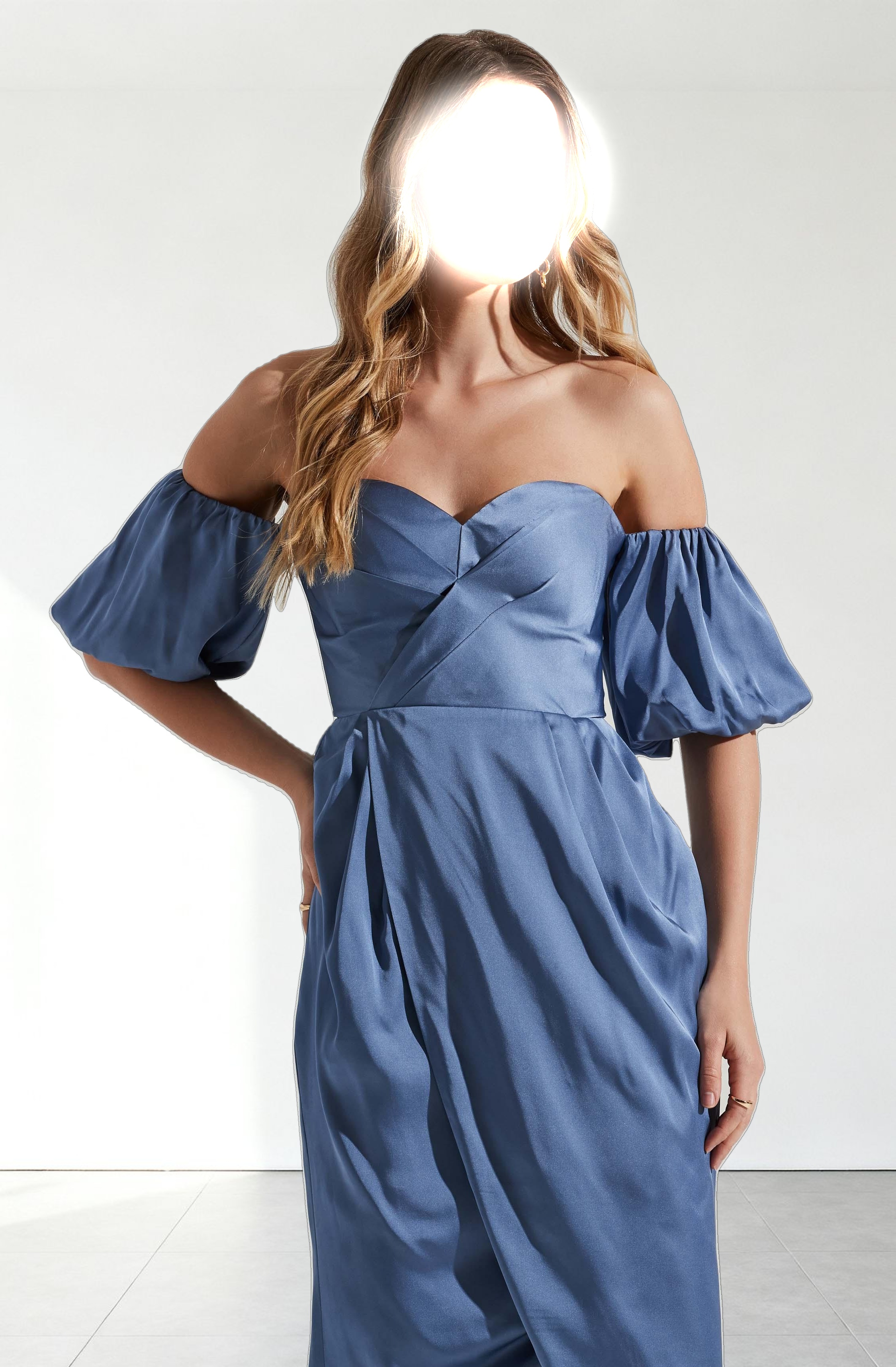 Zurina Off Shoulder Puff Sleeve Midi Dress