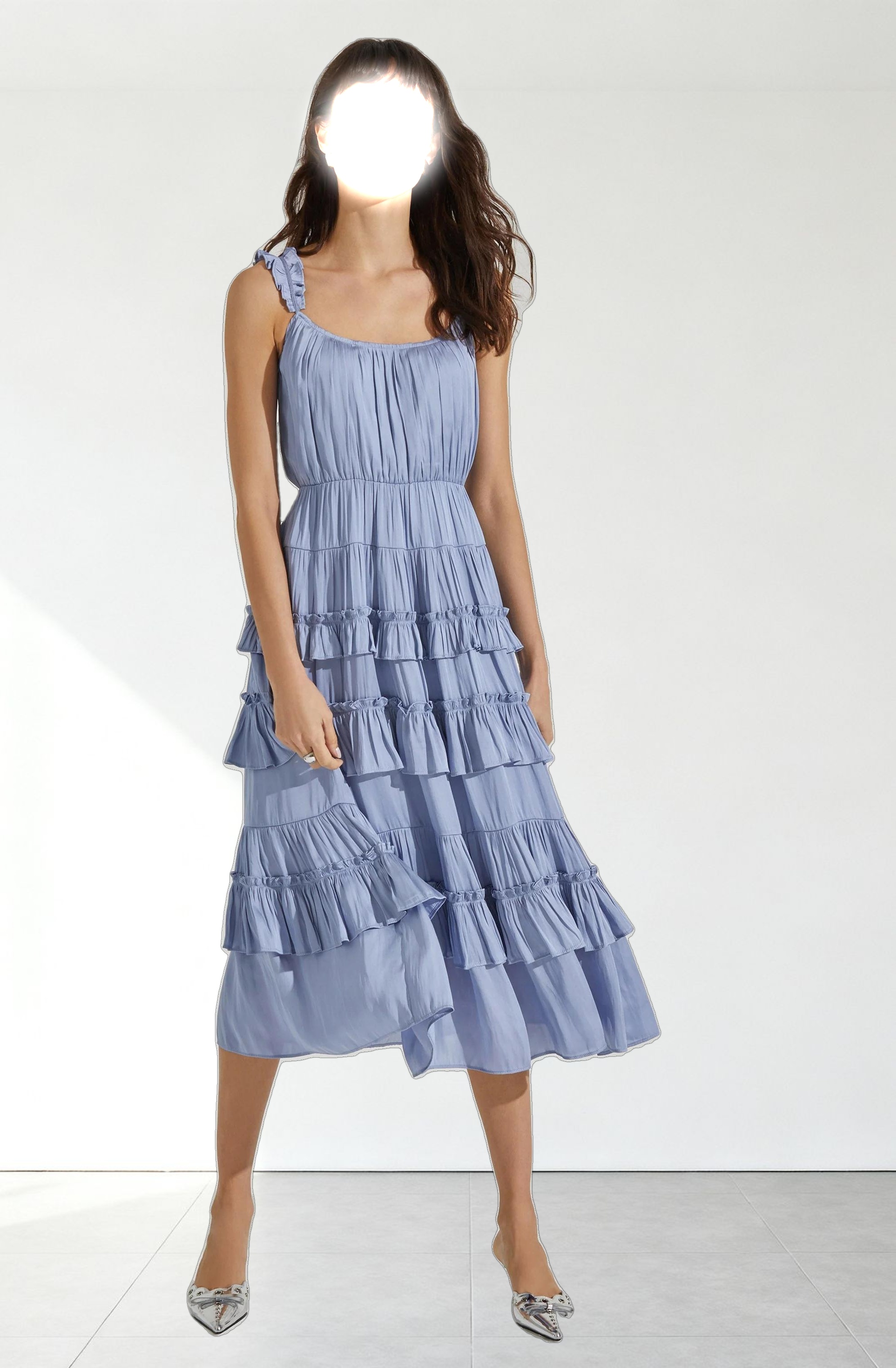 Satin Tiered Midi Dress