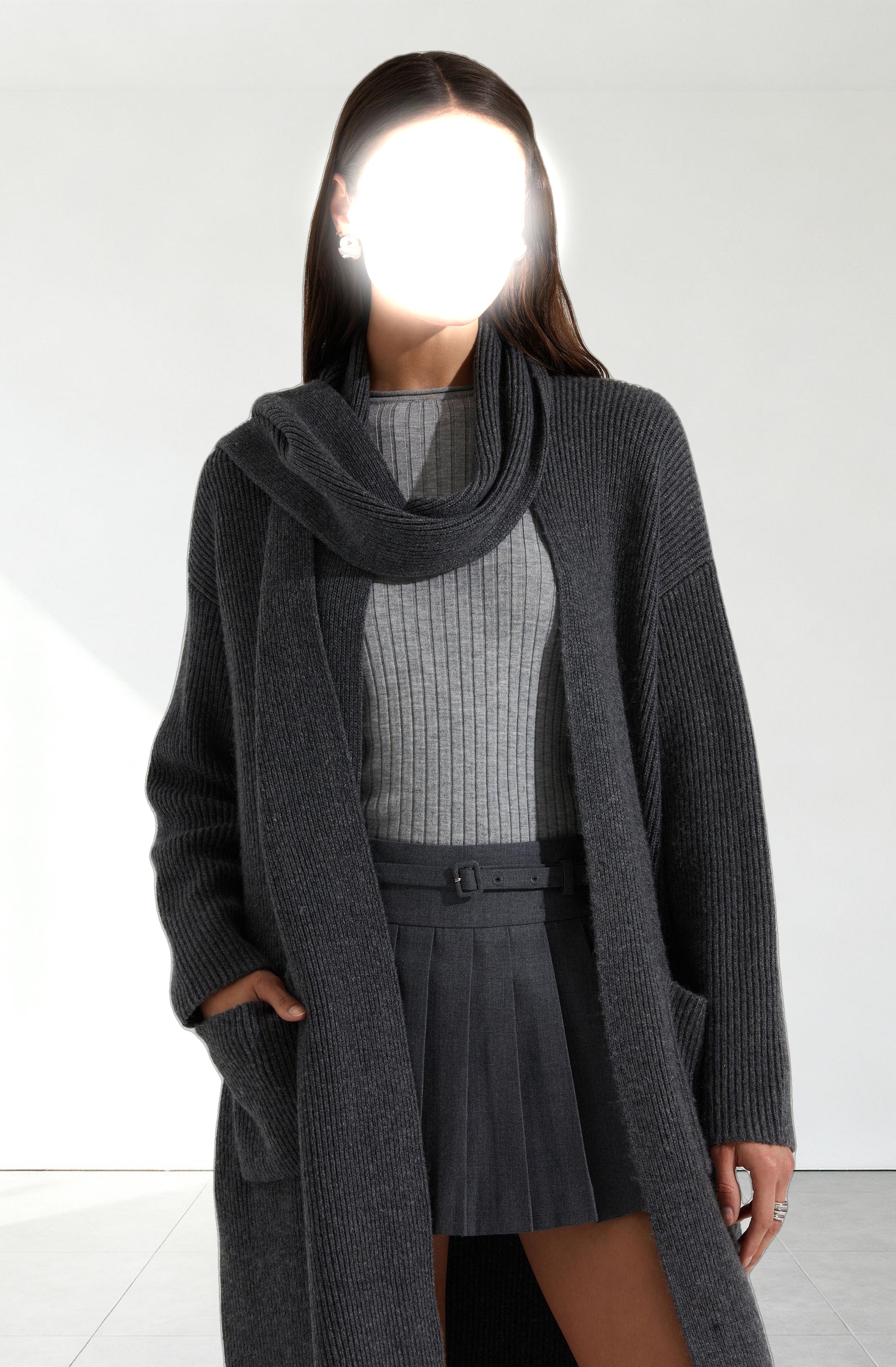 Noemi Ribbed Scarf Cardigan