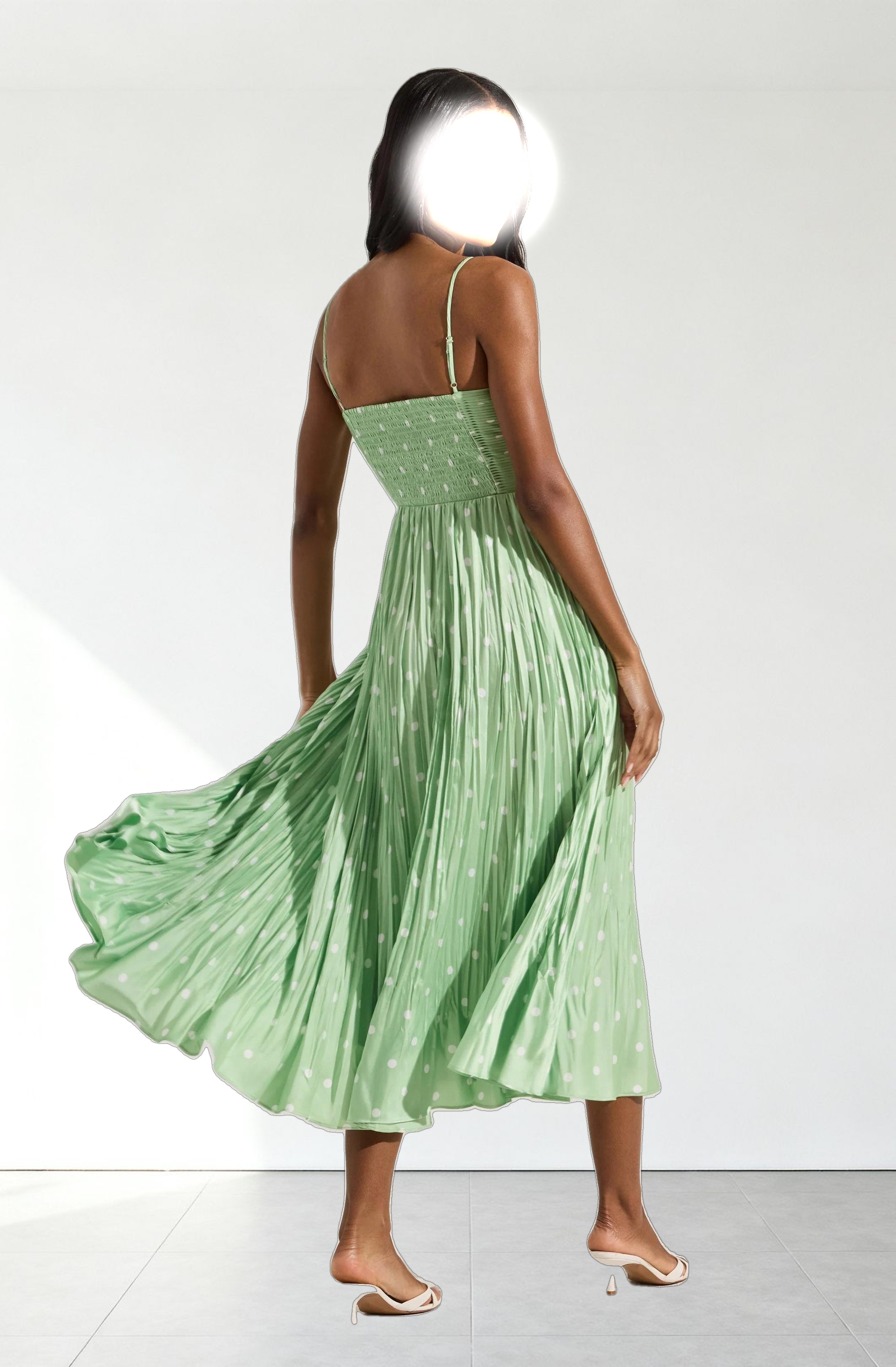 Maeve Printed Pleated Midi Dress