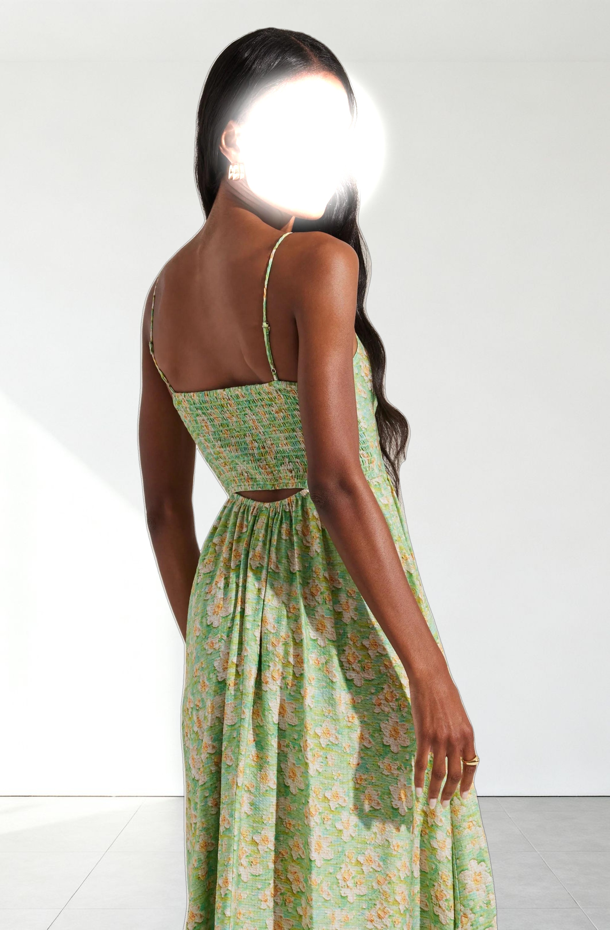 Front Cutout Floral Midi Dress