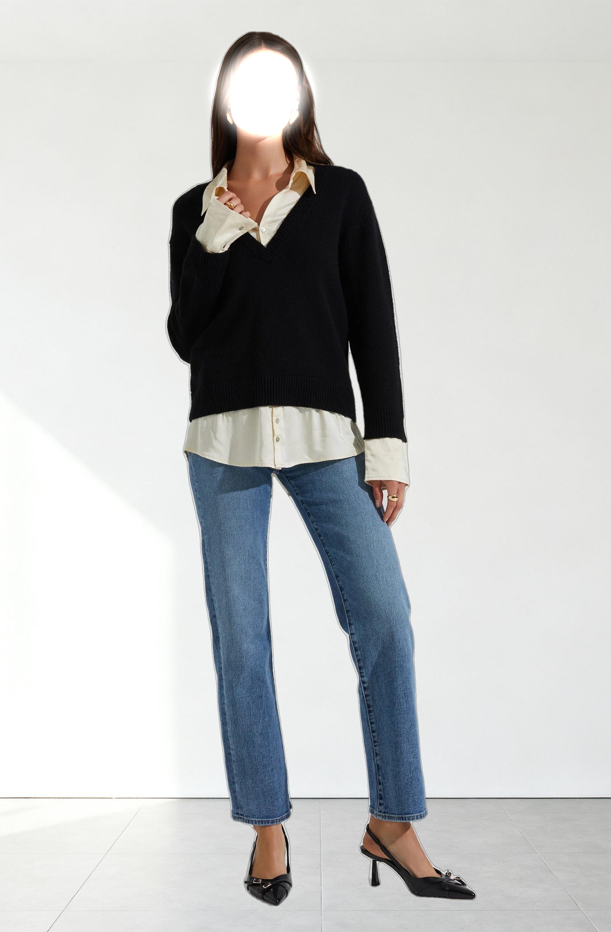Jianna Mixed Media Layered Sweater