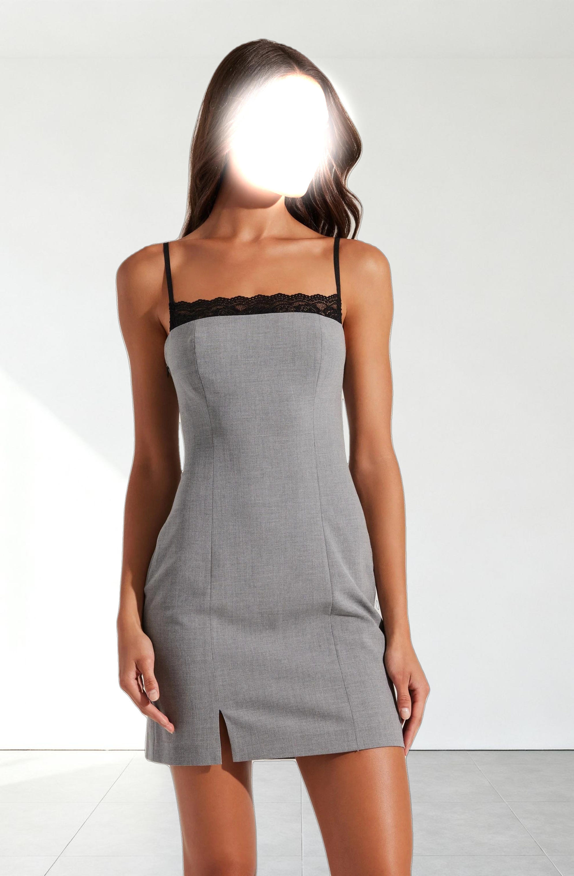 Tailored Lace Trim Mini Dress