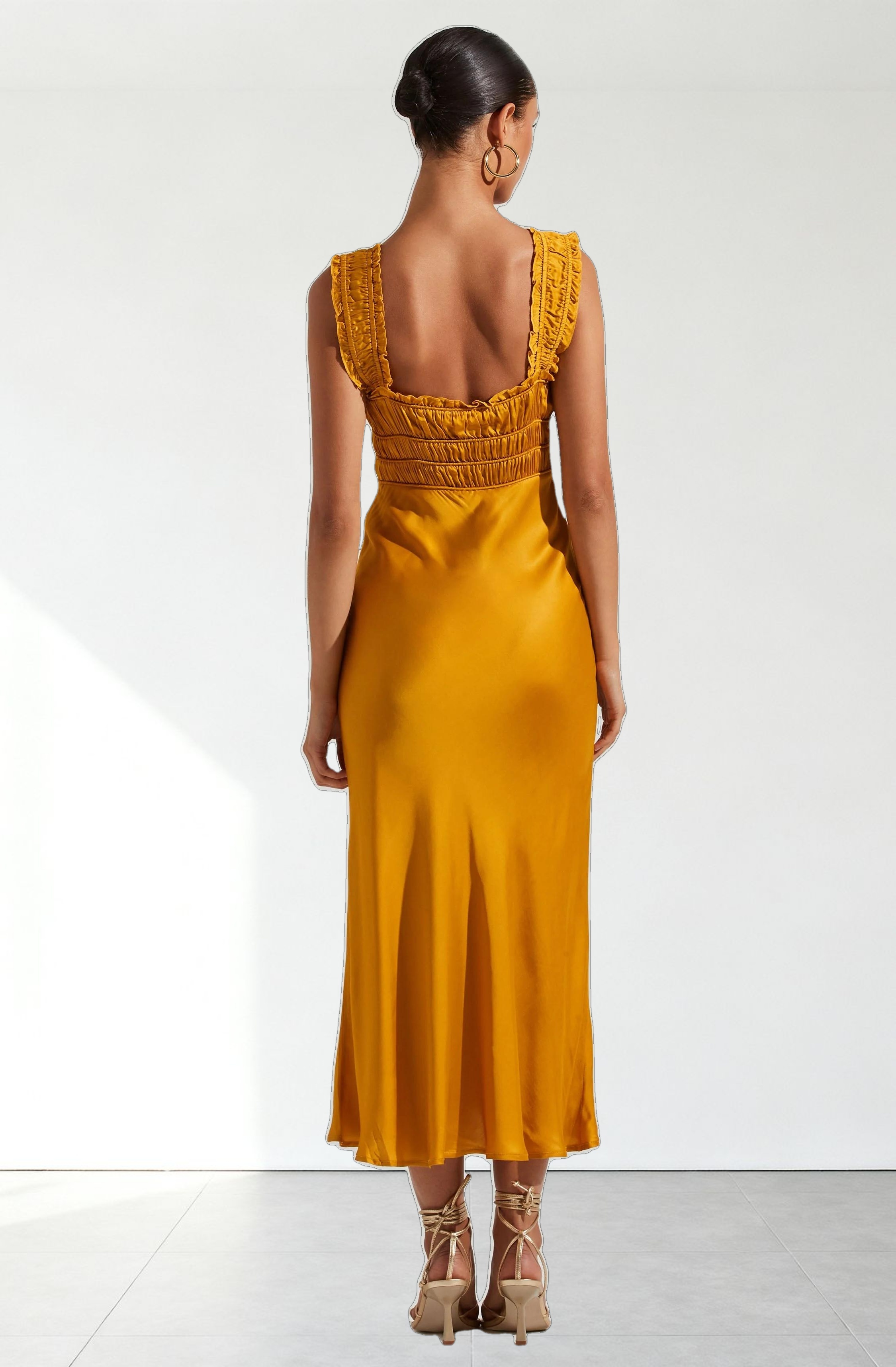 Enola Satin Smocked Midi Dress