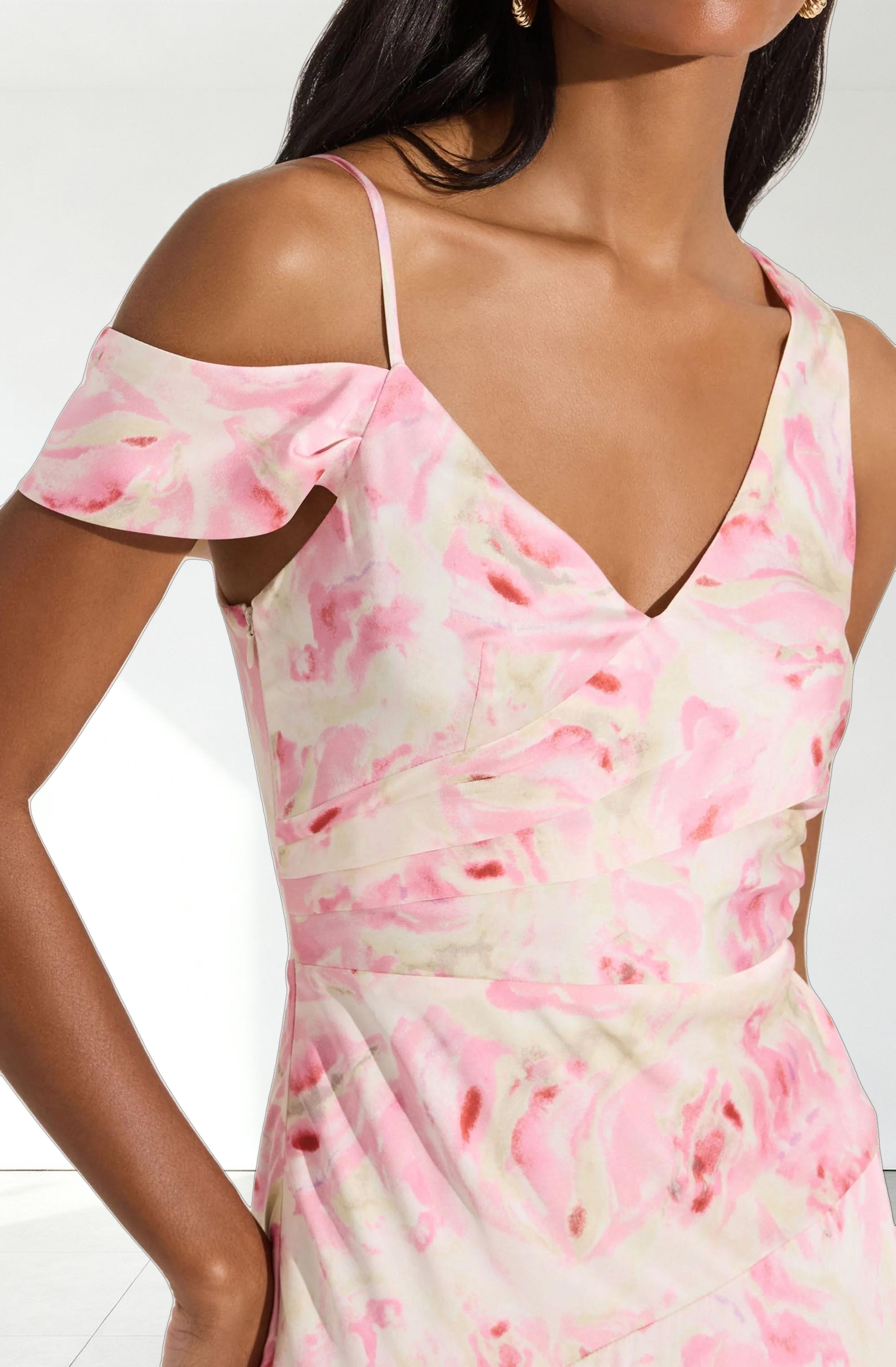 Asymmetric Shoulder Strap Midi Dress