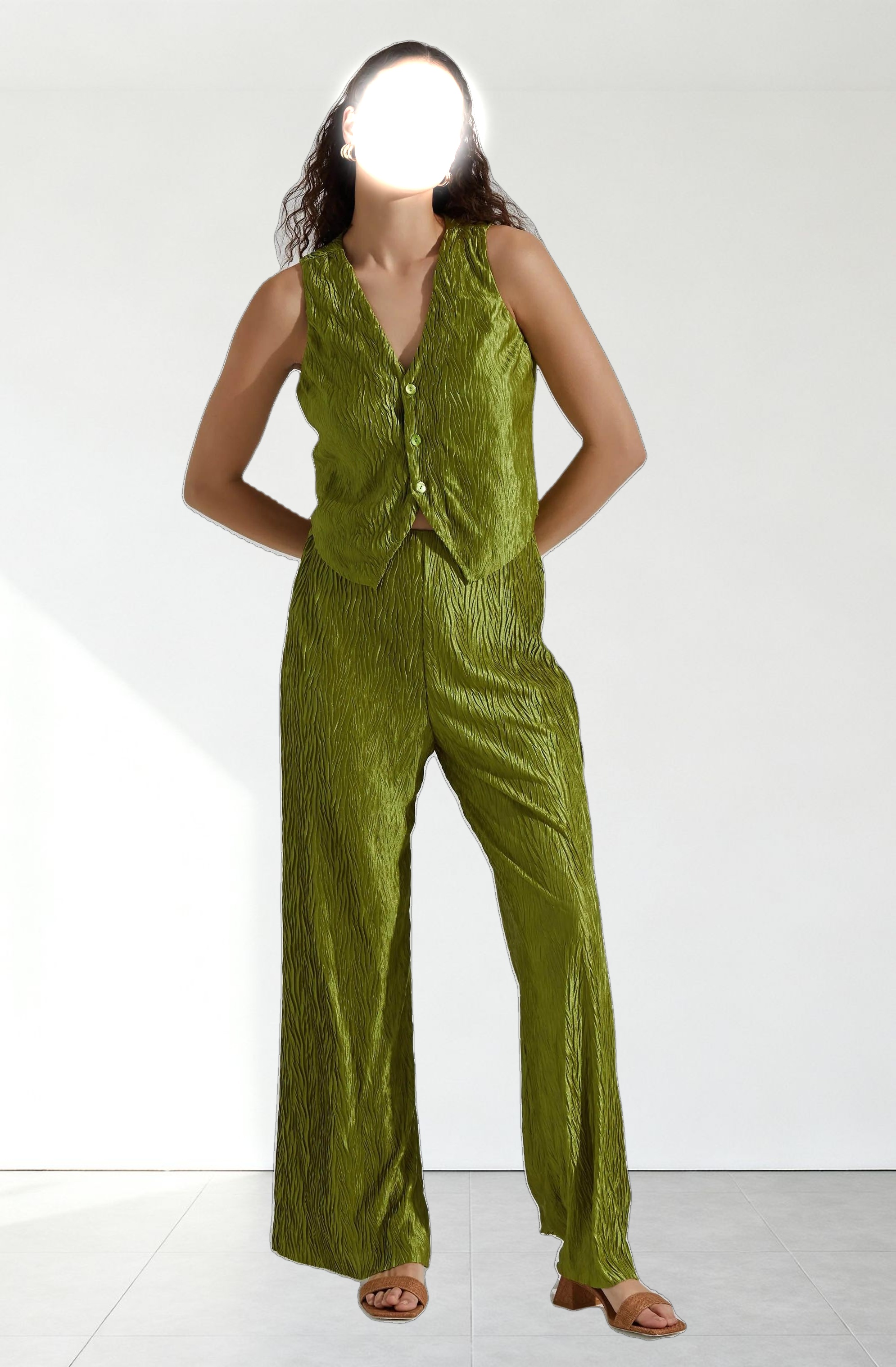 Button Up Plisse Vest