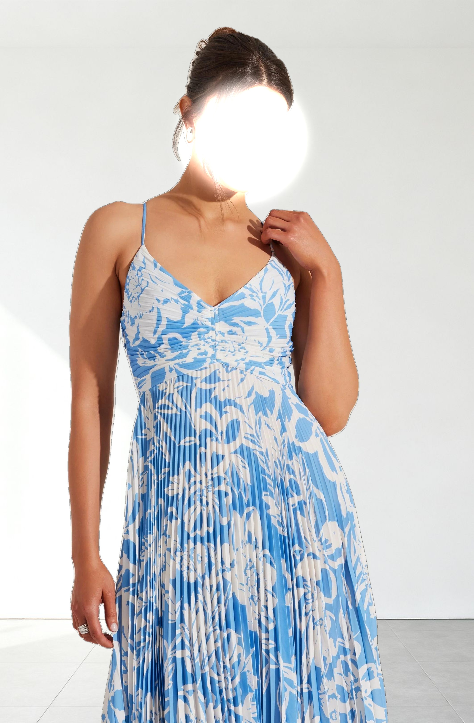 Blythe Floral Plisse Midi Dress