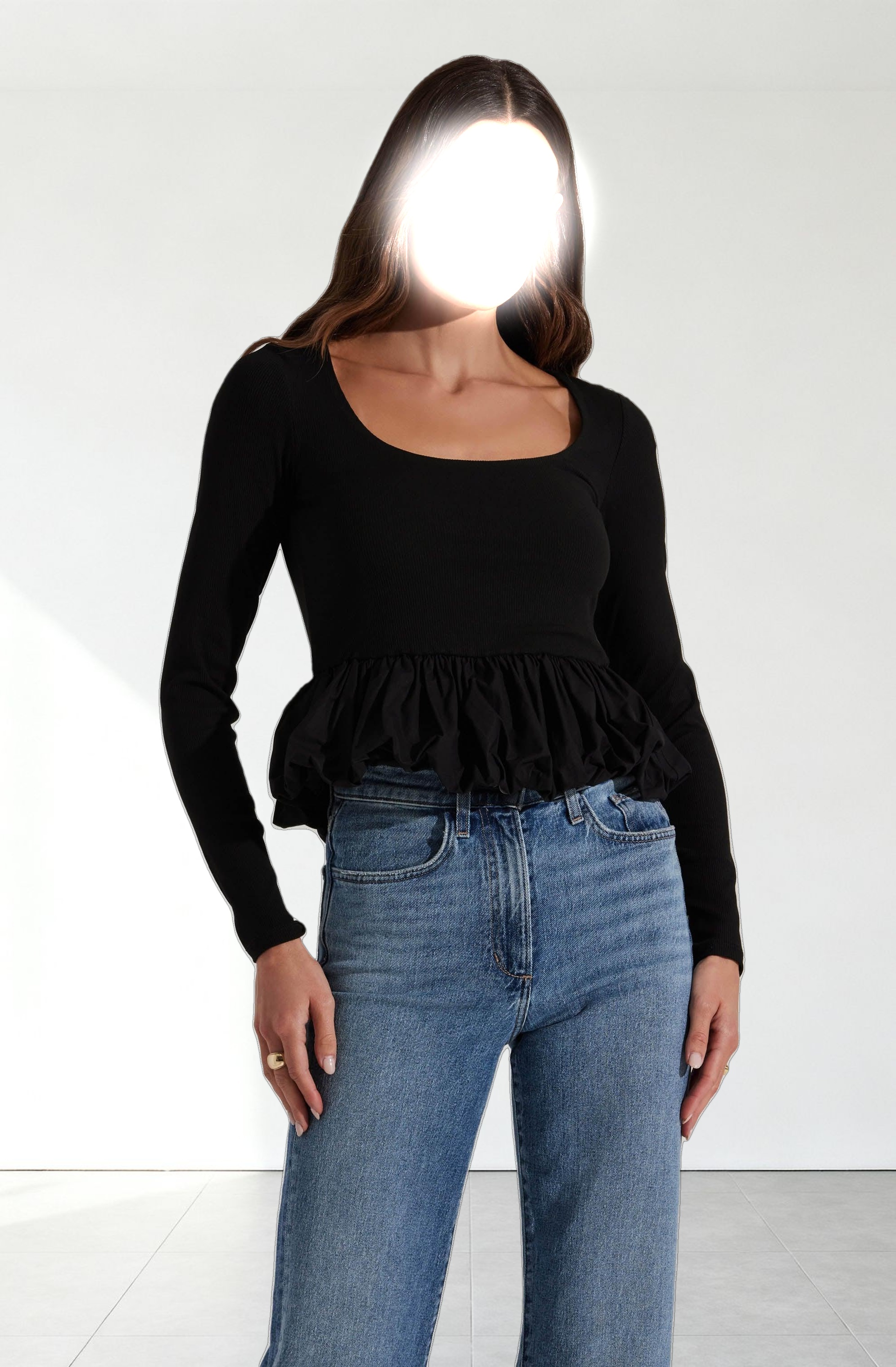 Bubble Hem Peplum Top