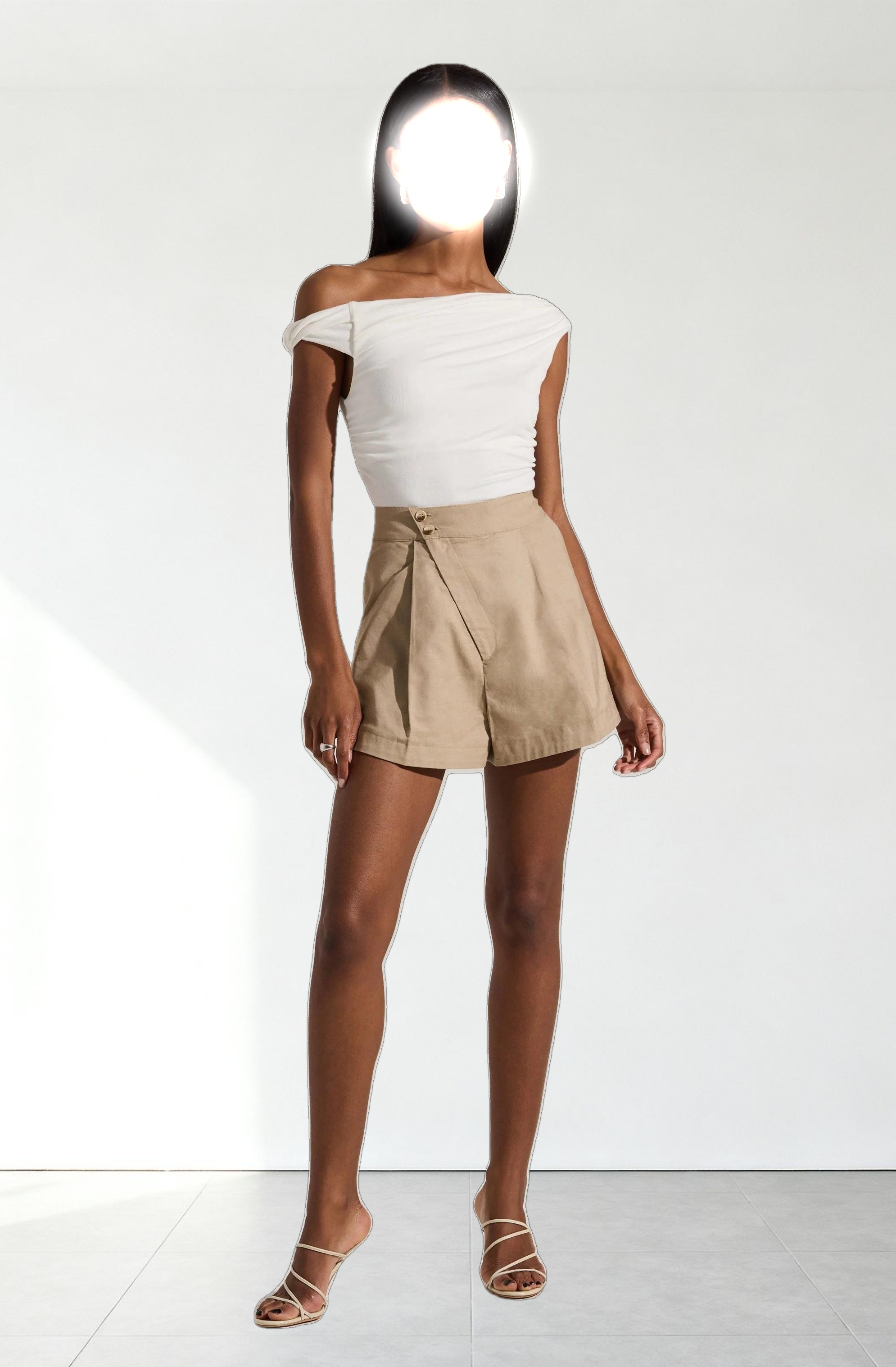Asymmetric Linen Shorts