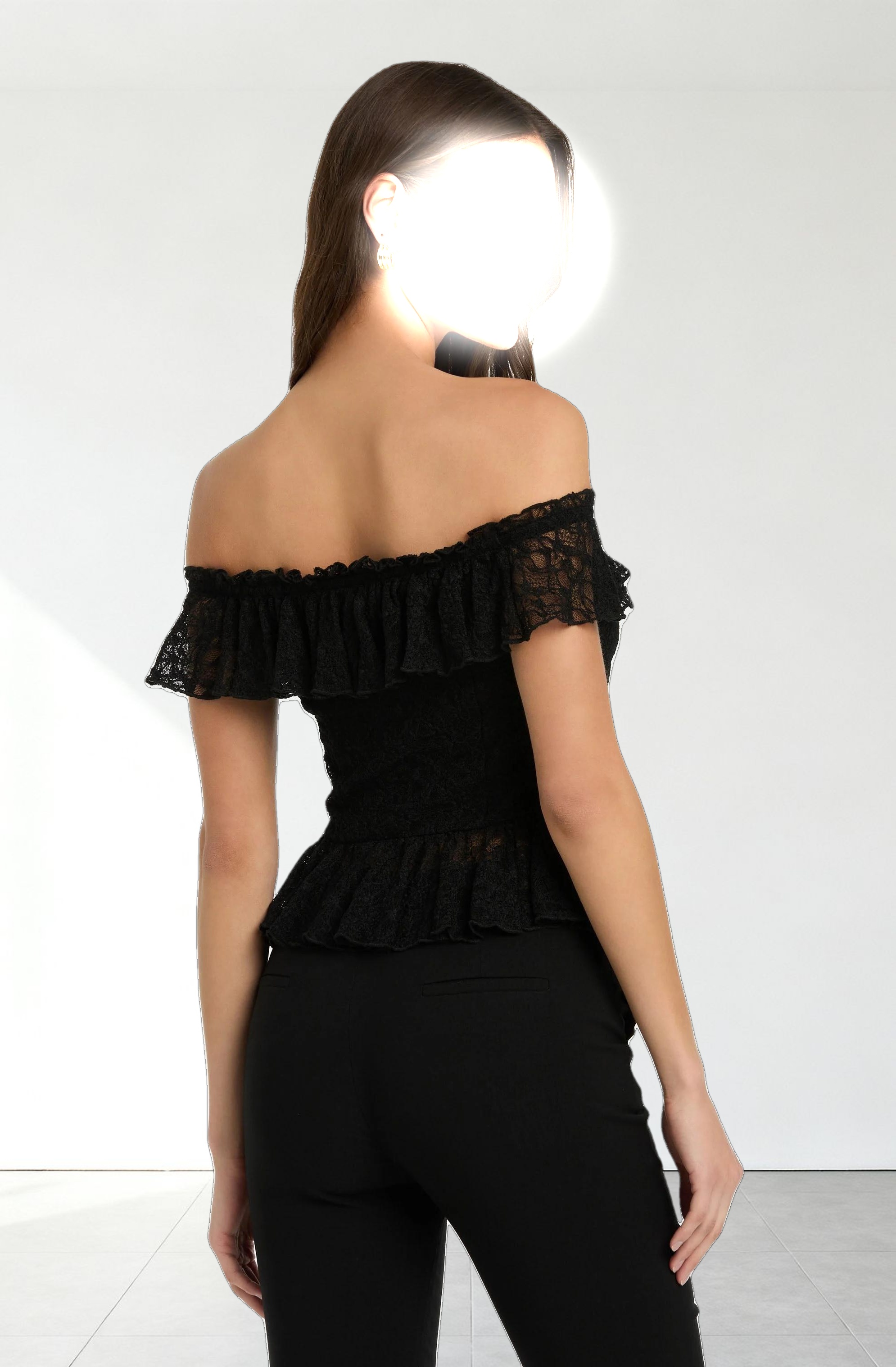 Lace Off Shoulder Ruffle Top