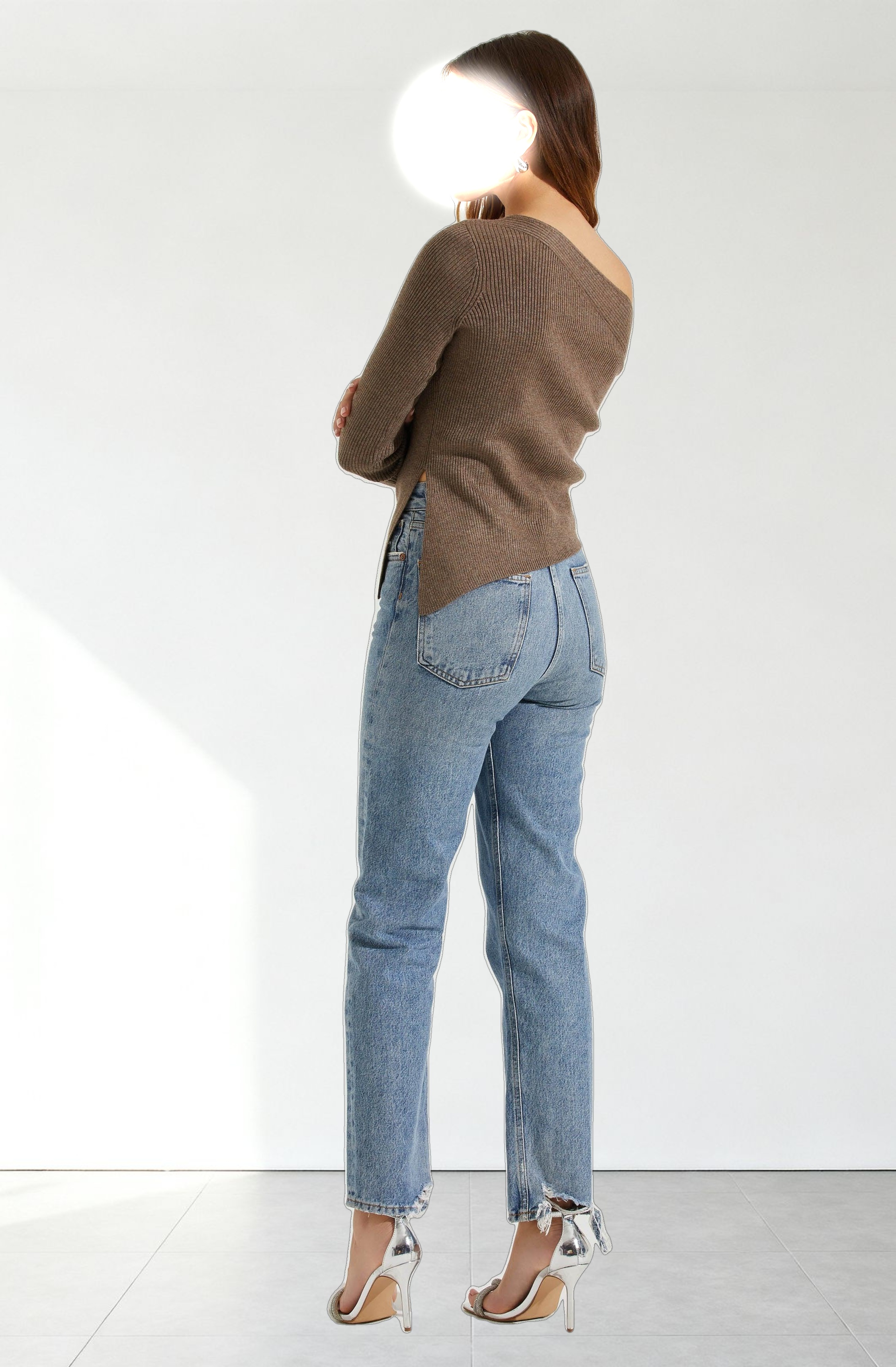 Aldari Off Shoulder Ribbed Sweater