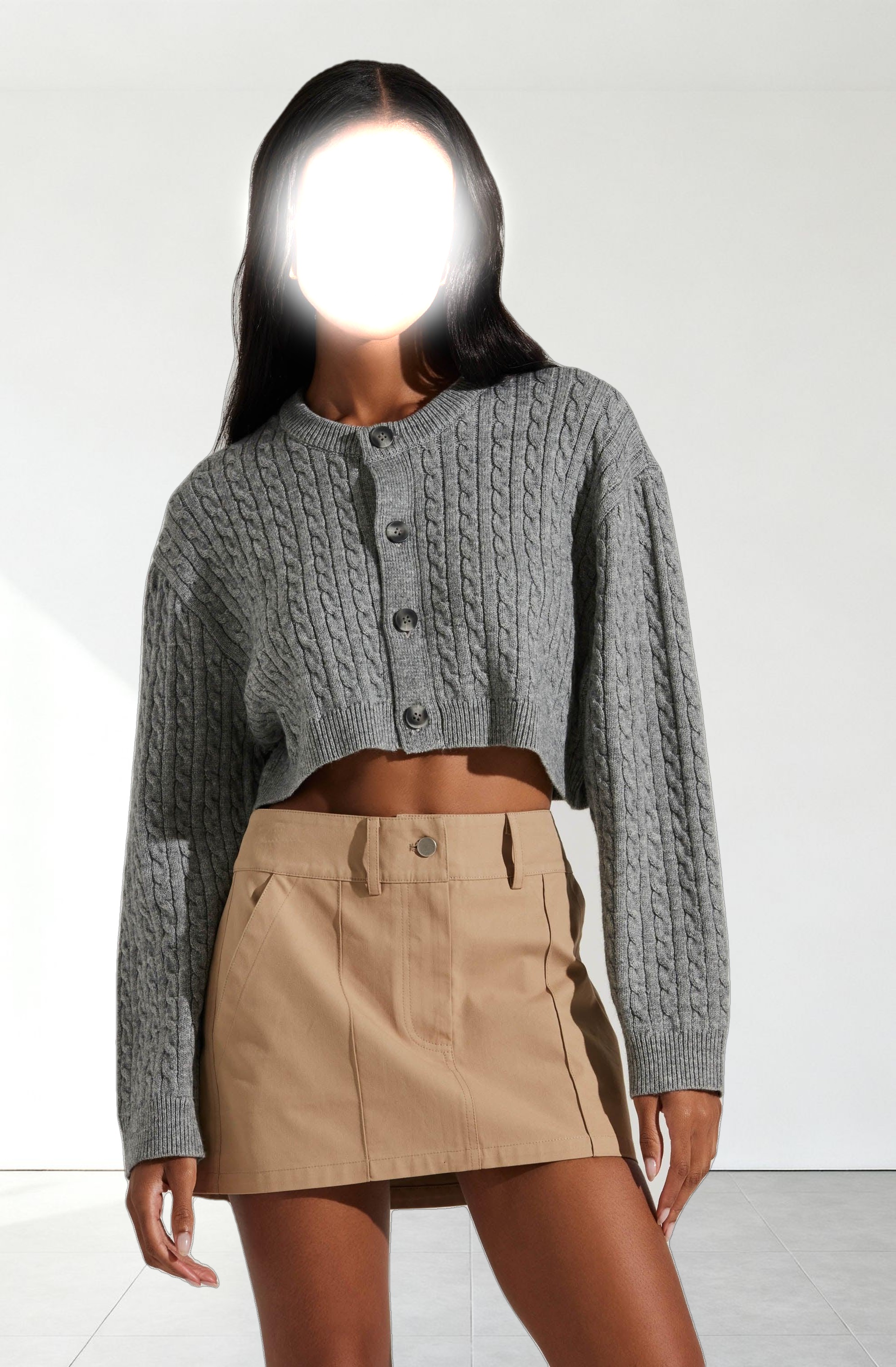 Sebille Cropped Cable Cardigan