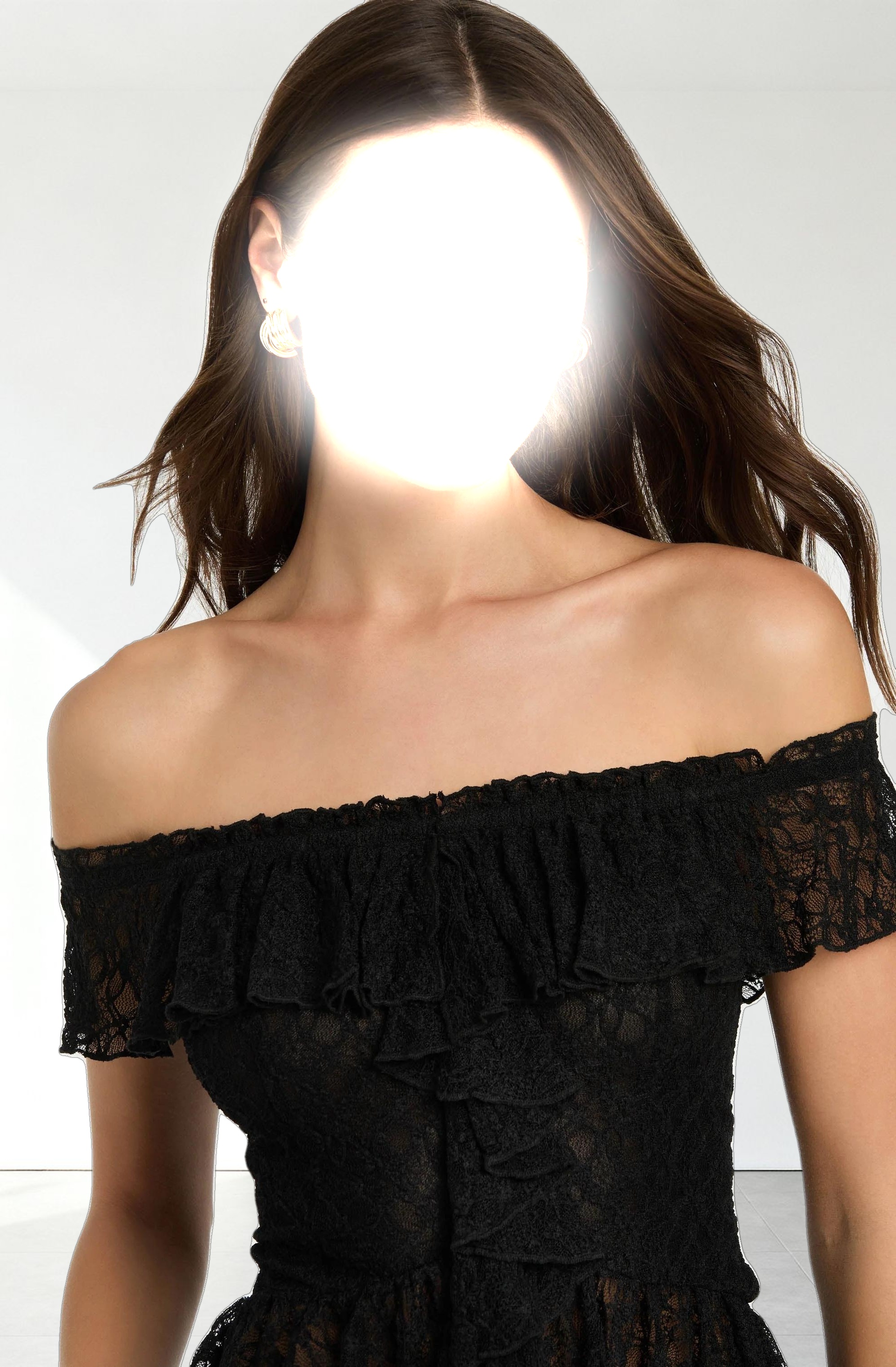 Lace Off Shoulder Ruffle Top