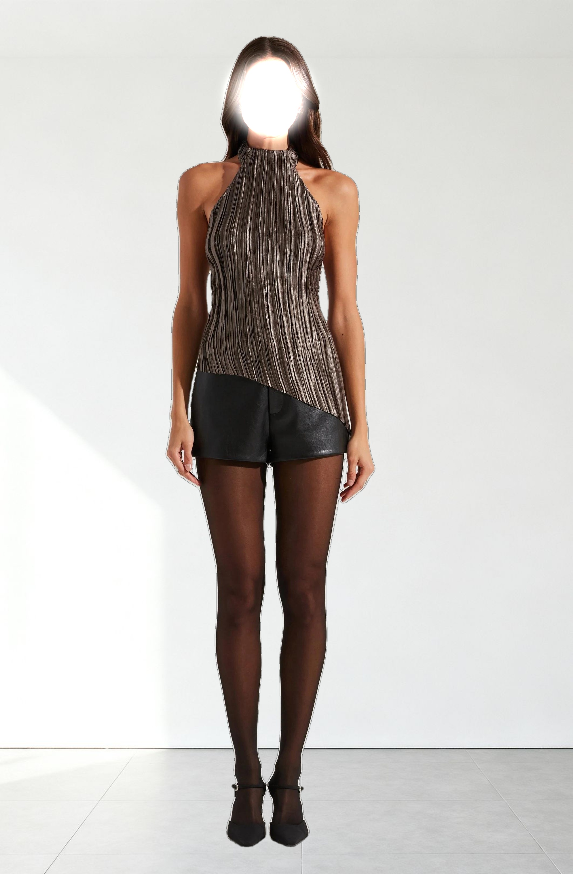 Mikado Plisse Halter Neck Top