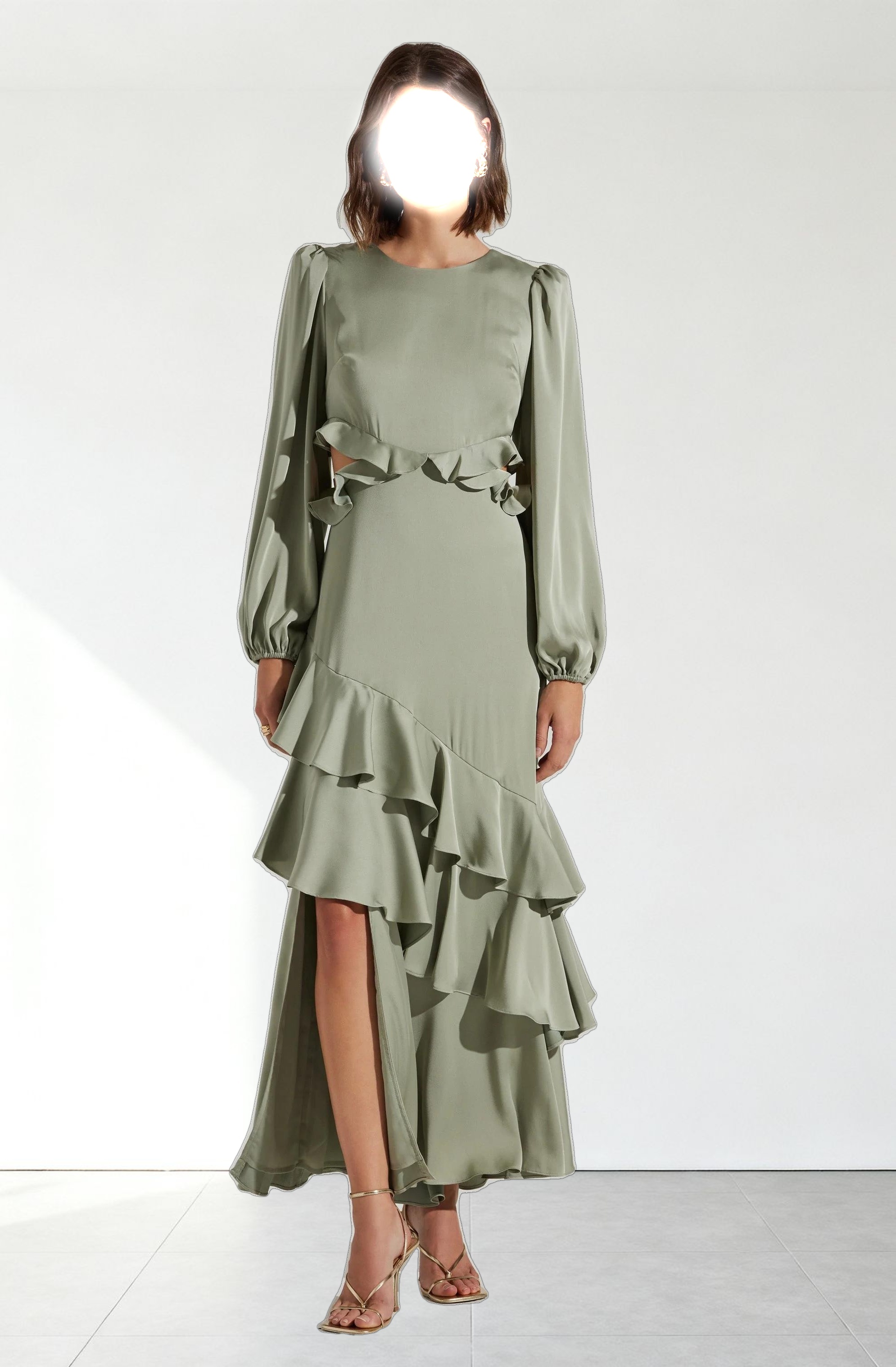 Biella Ruffle Detail Maxi Dress