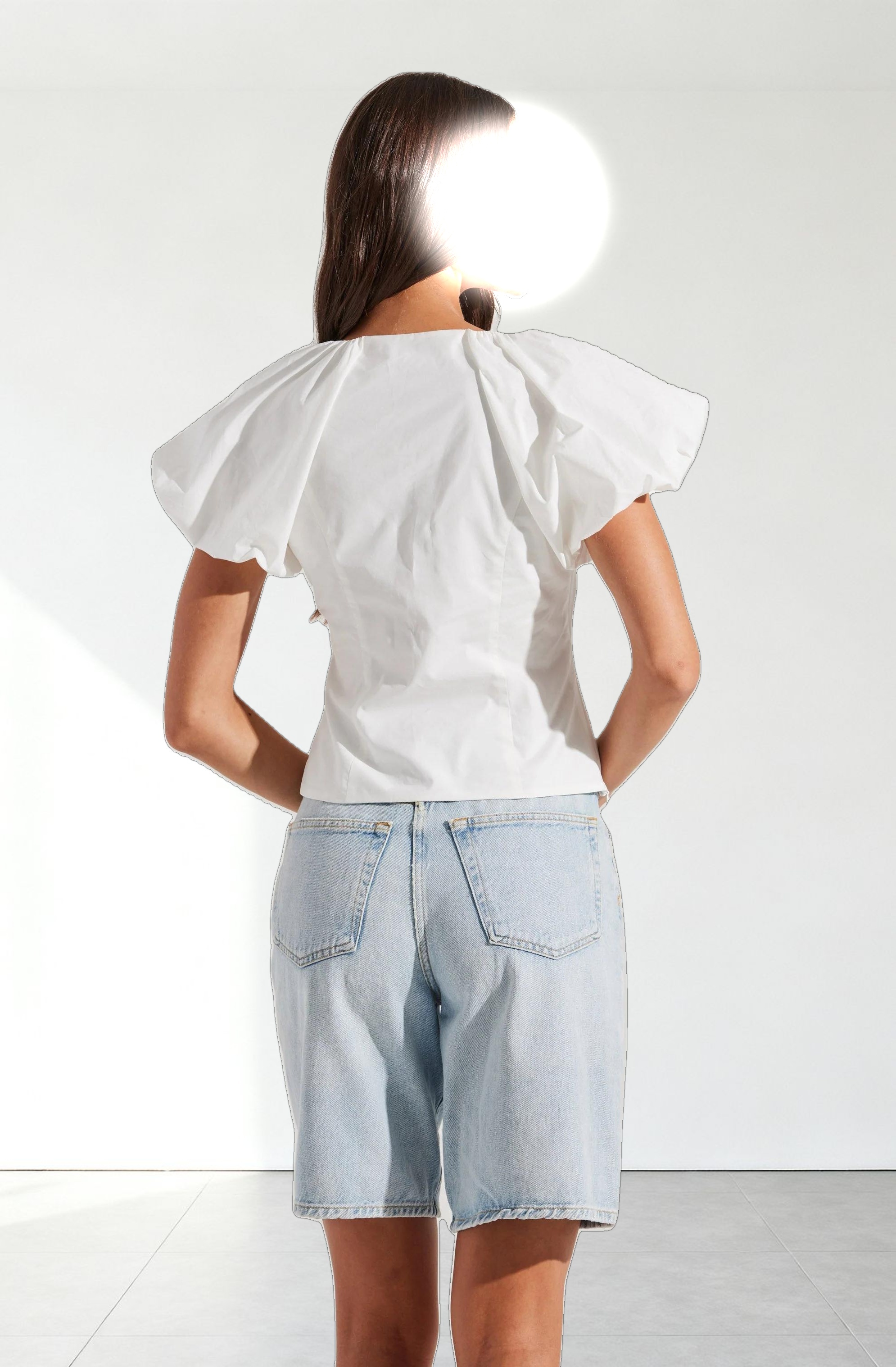 Aine Poplin Puff Sleeve Top