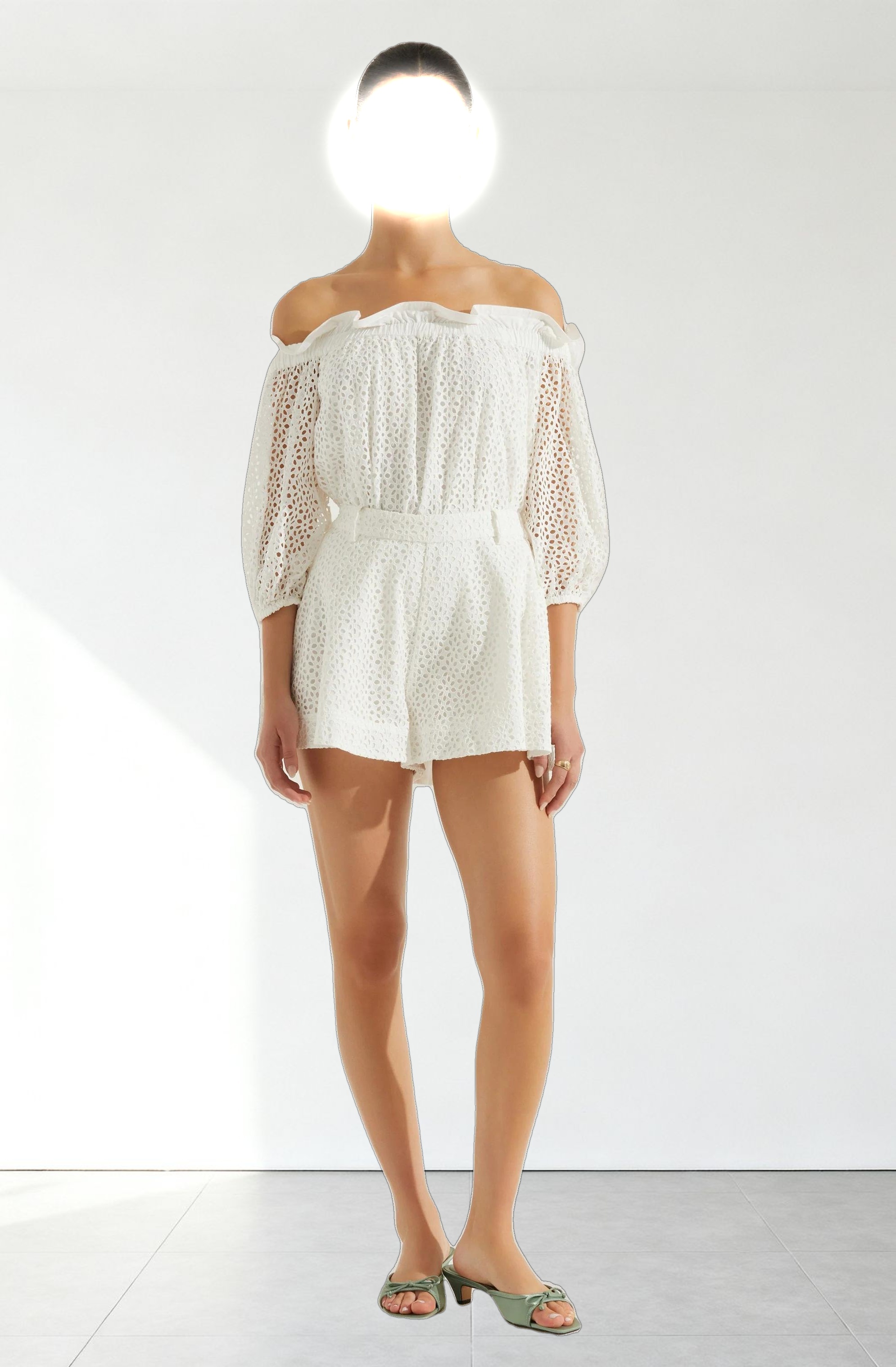 Brissa Eyelet Flared Shorts