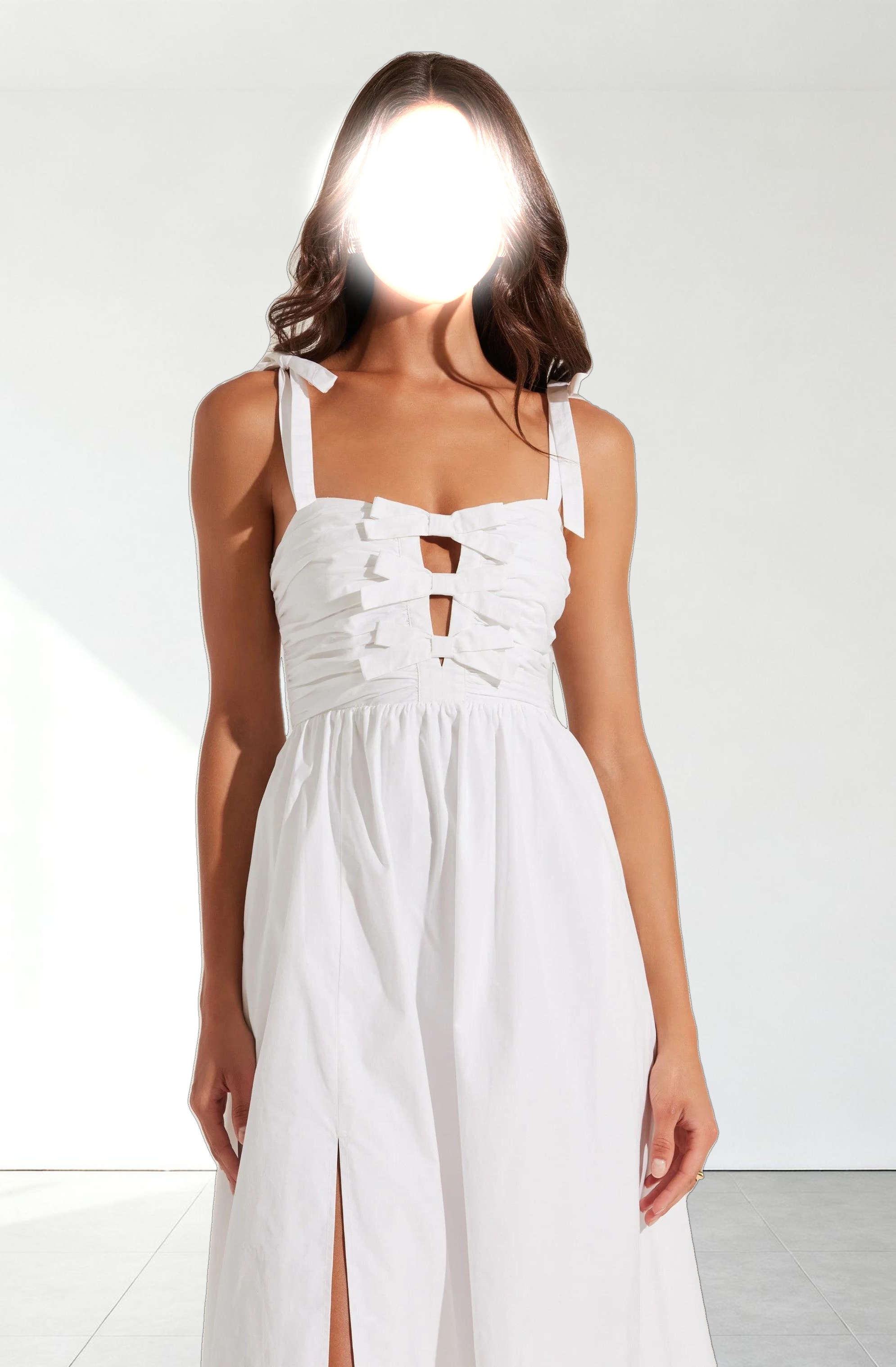 Helia Bow Front Midi Dress