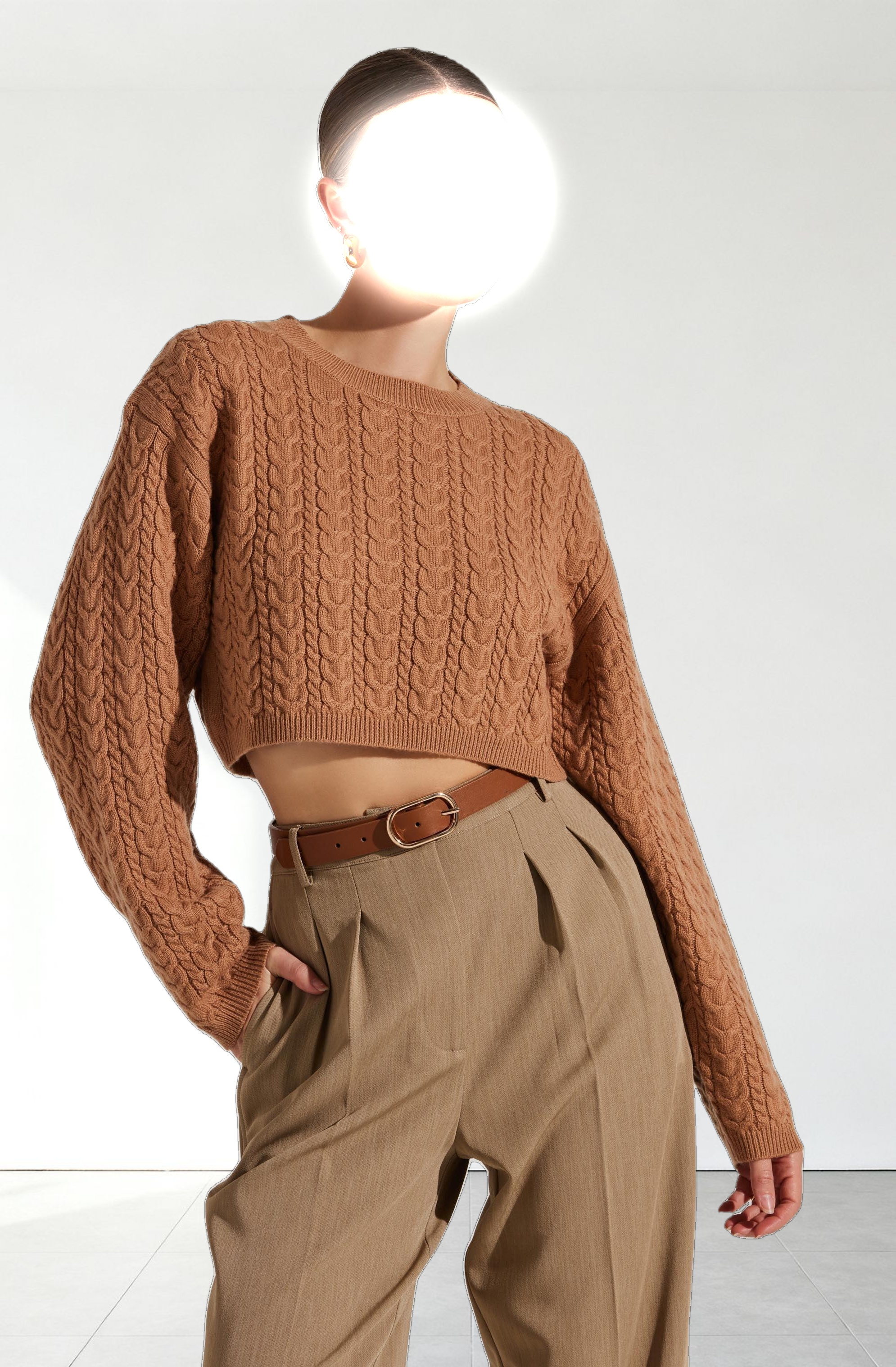 Jorah Cropped Cable Knit Sweater