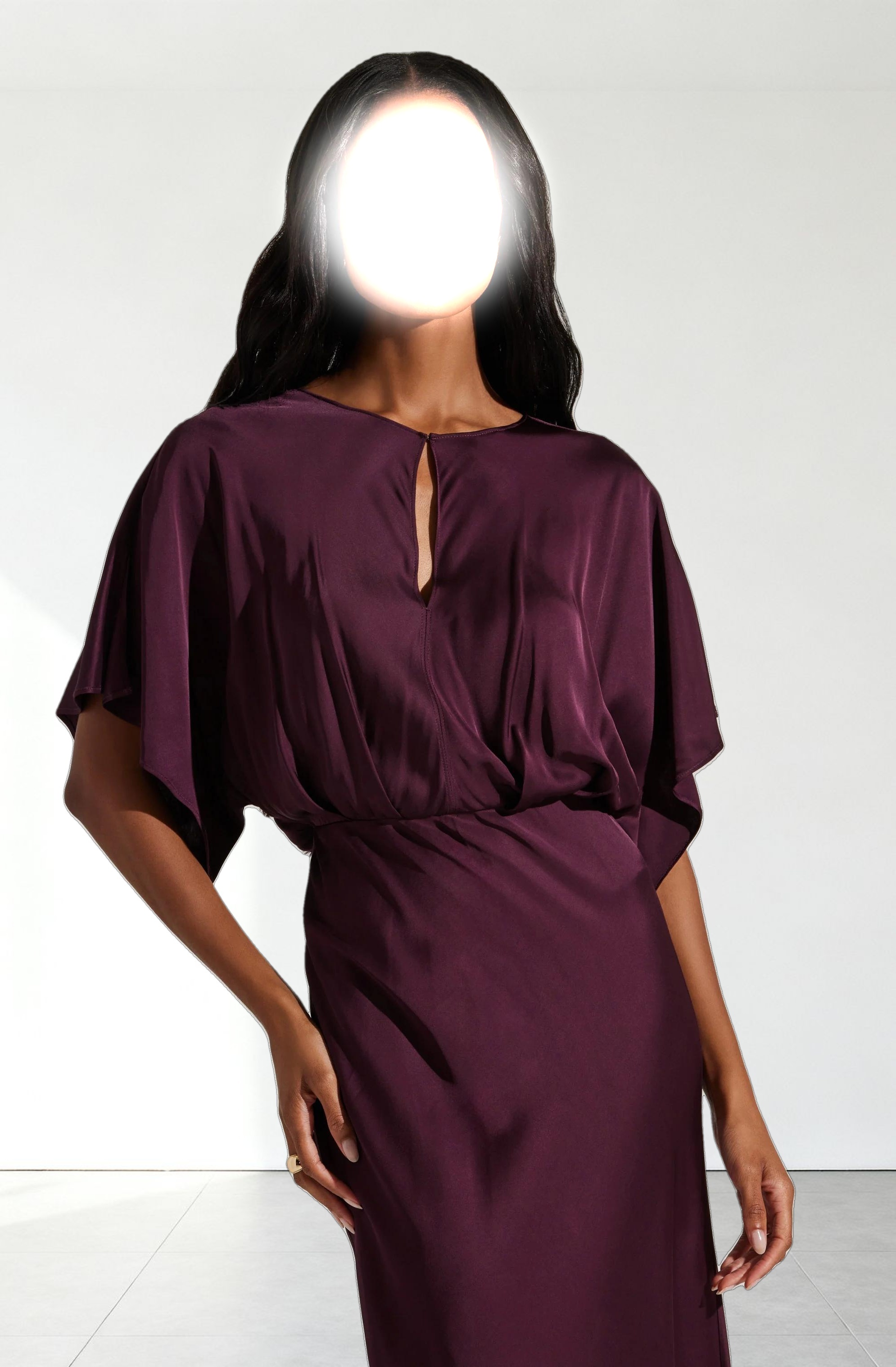 Angelle Satin Dolman Maxi Dress