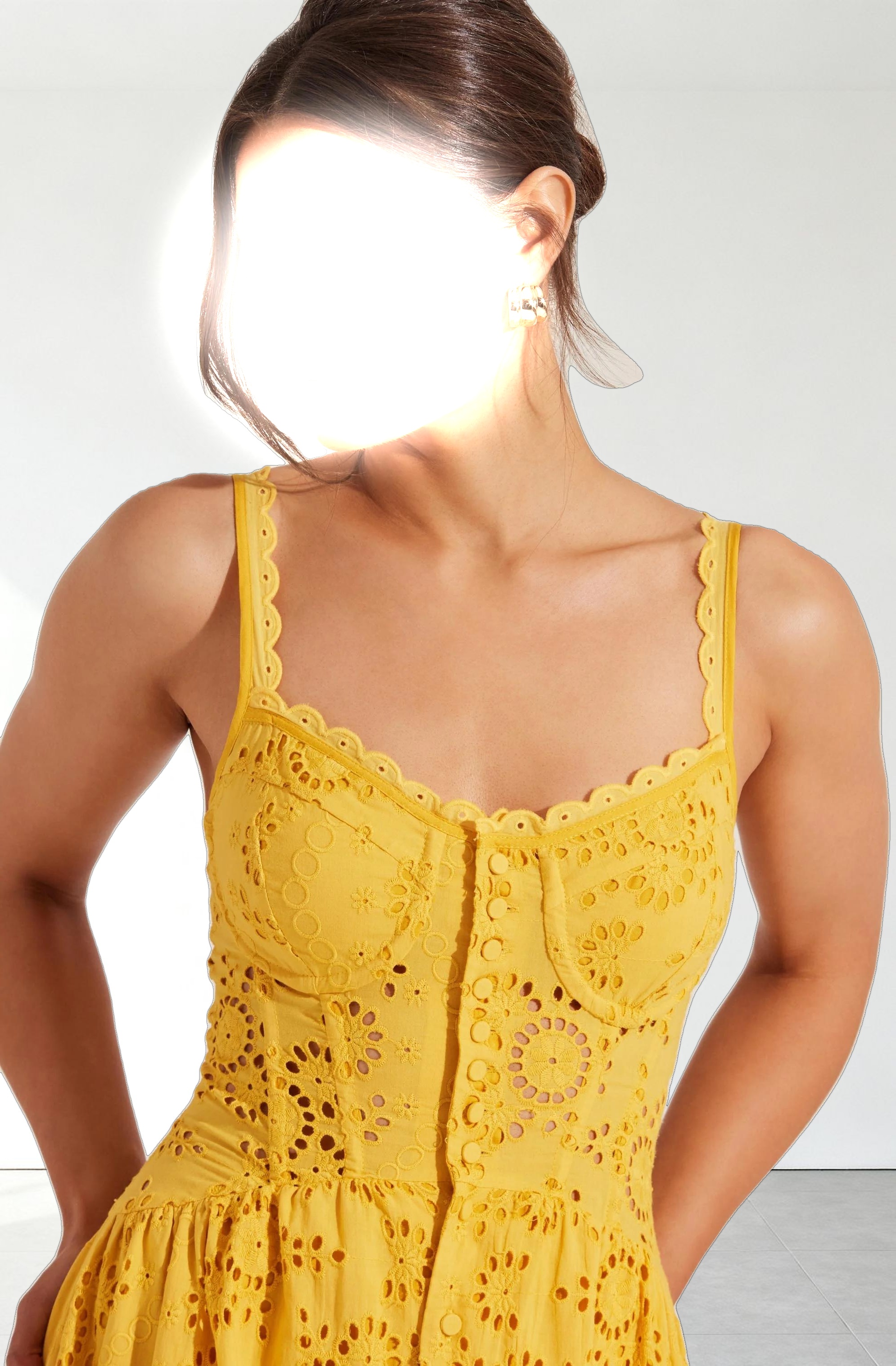 Yamila Eyelet Corset Midi Dress