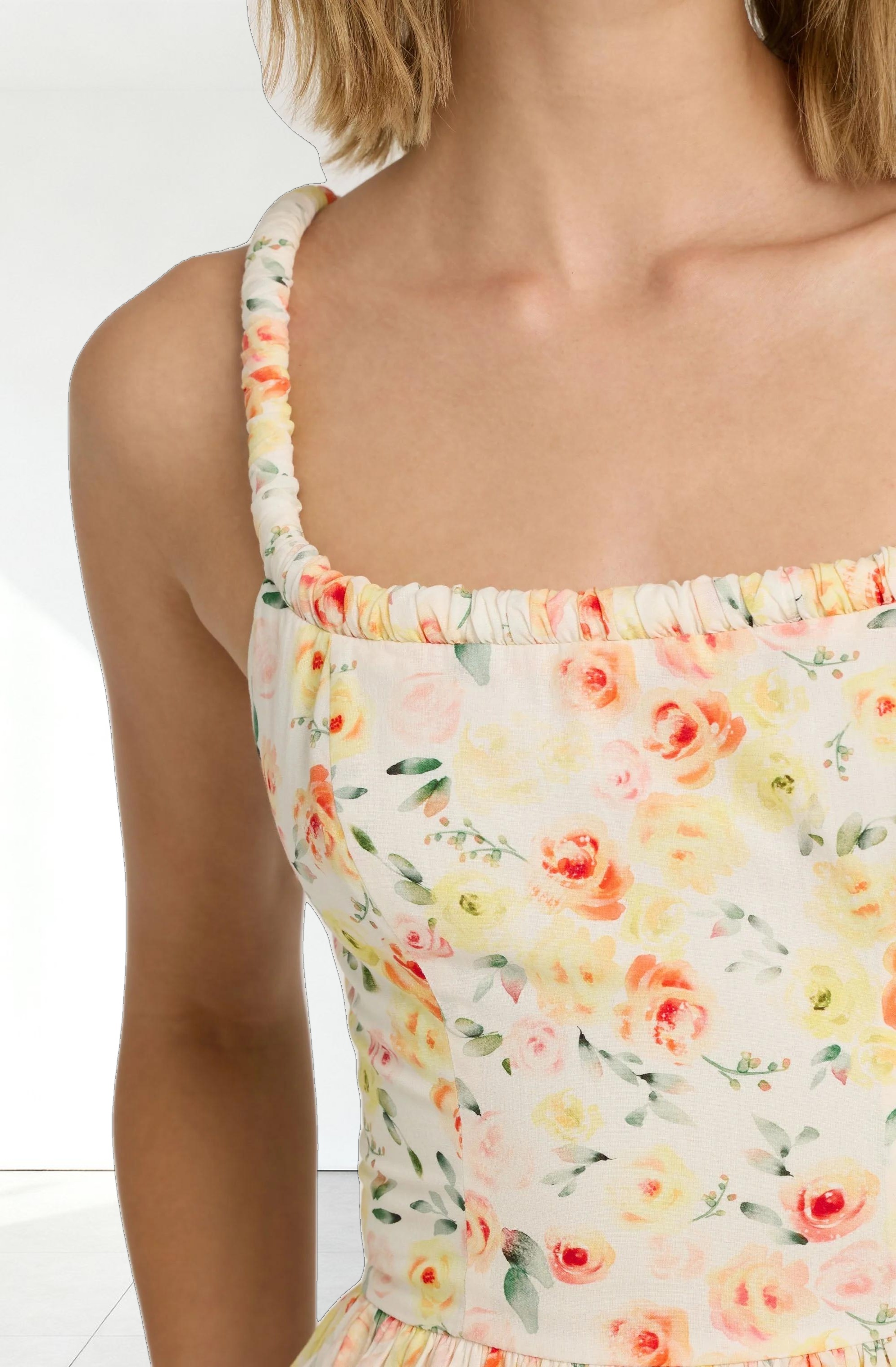 Floral Bubble Hem Peplum Top